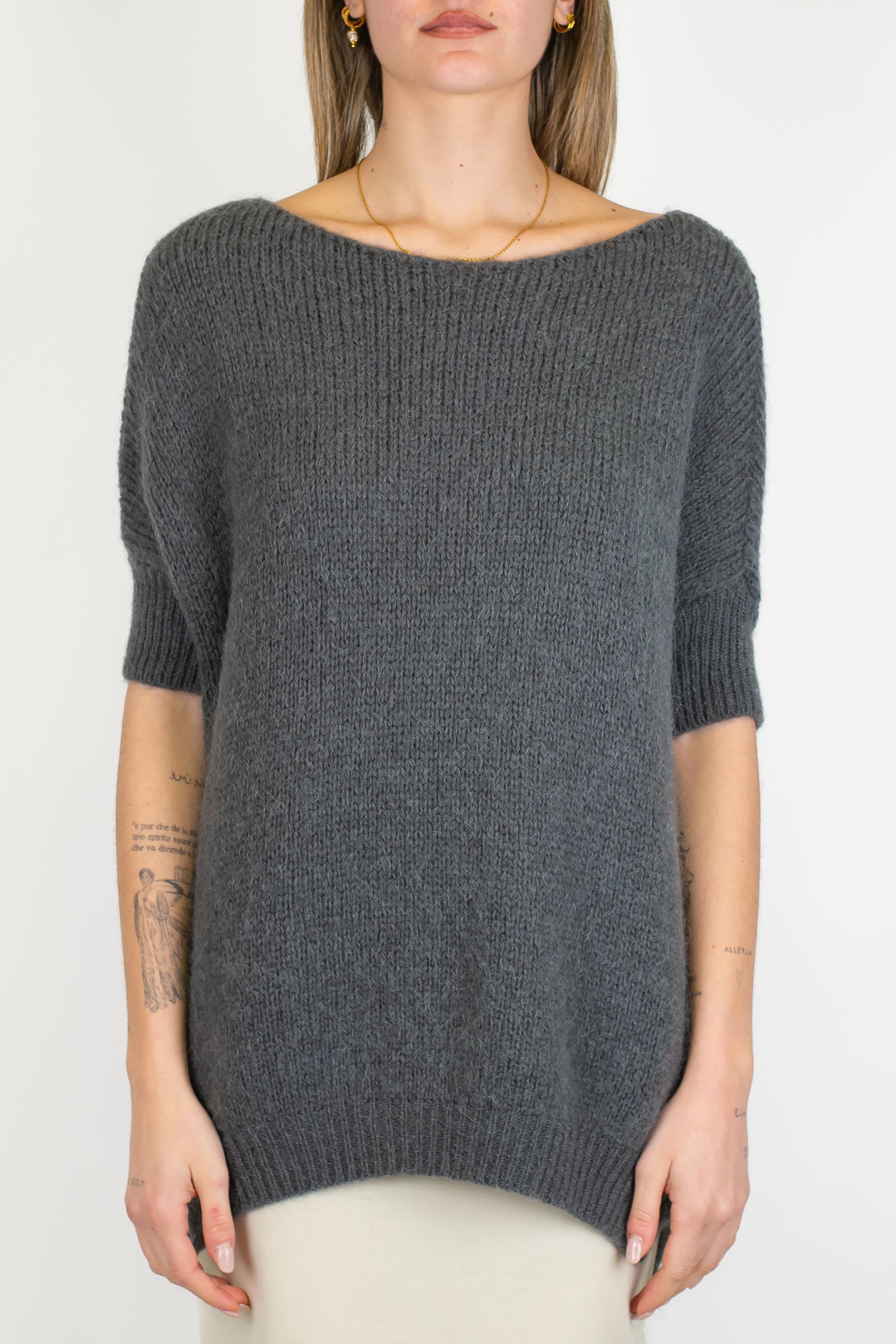 Imperial - Maglia mezzamanica scollo a barca in misto lana