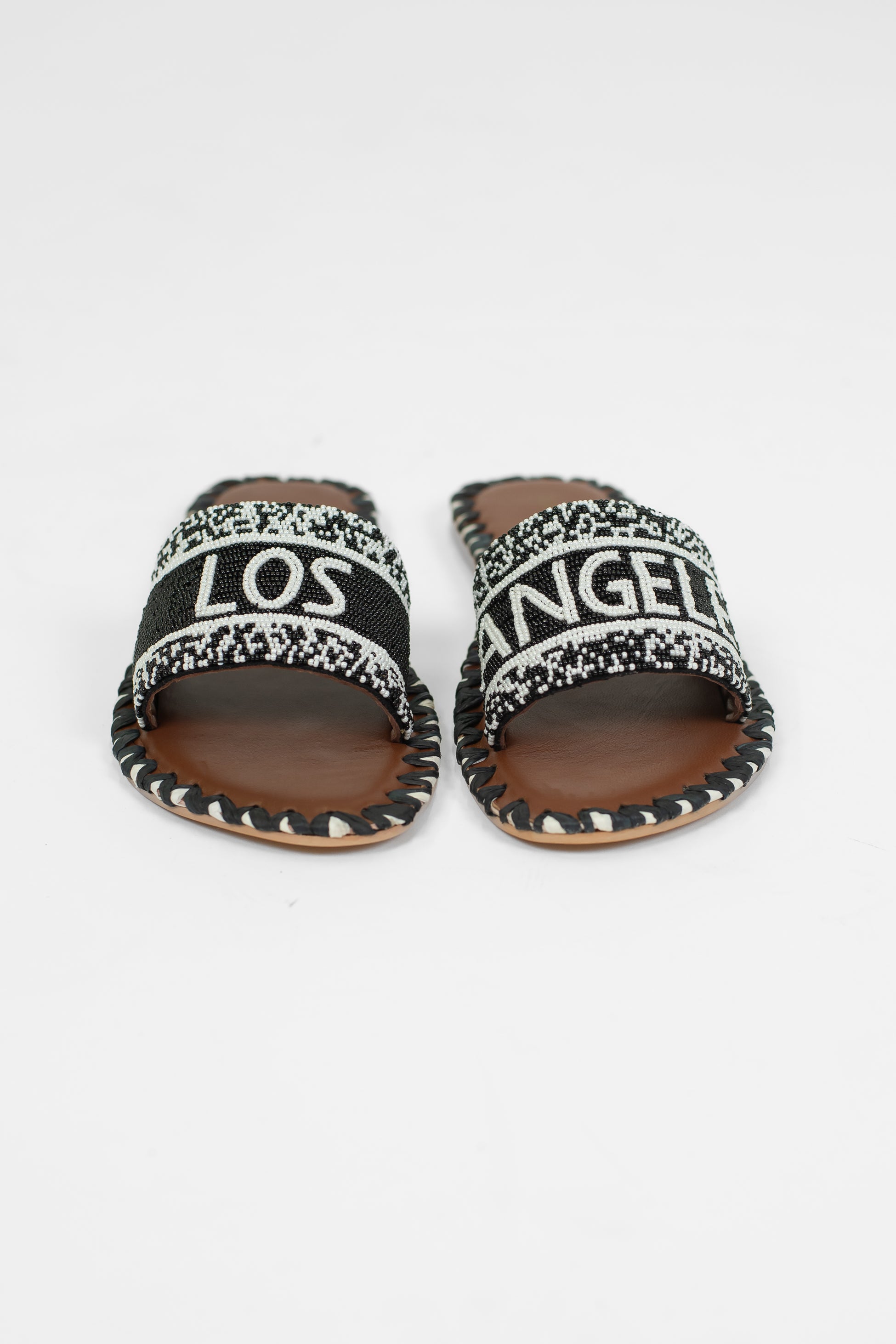 Mosaic - Ciabattina con fascia decorata da perline con scritta