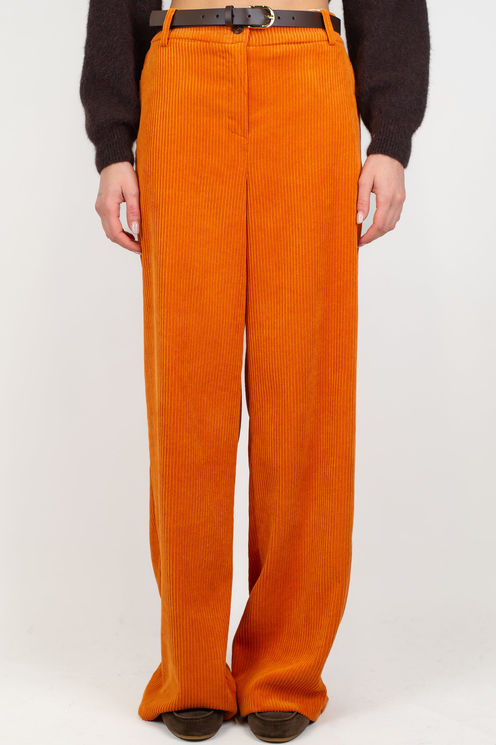 Motel - Pantalone palazzo in velluto a coste con elastico sul retro