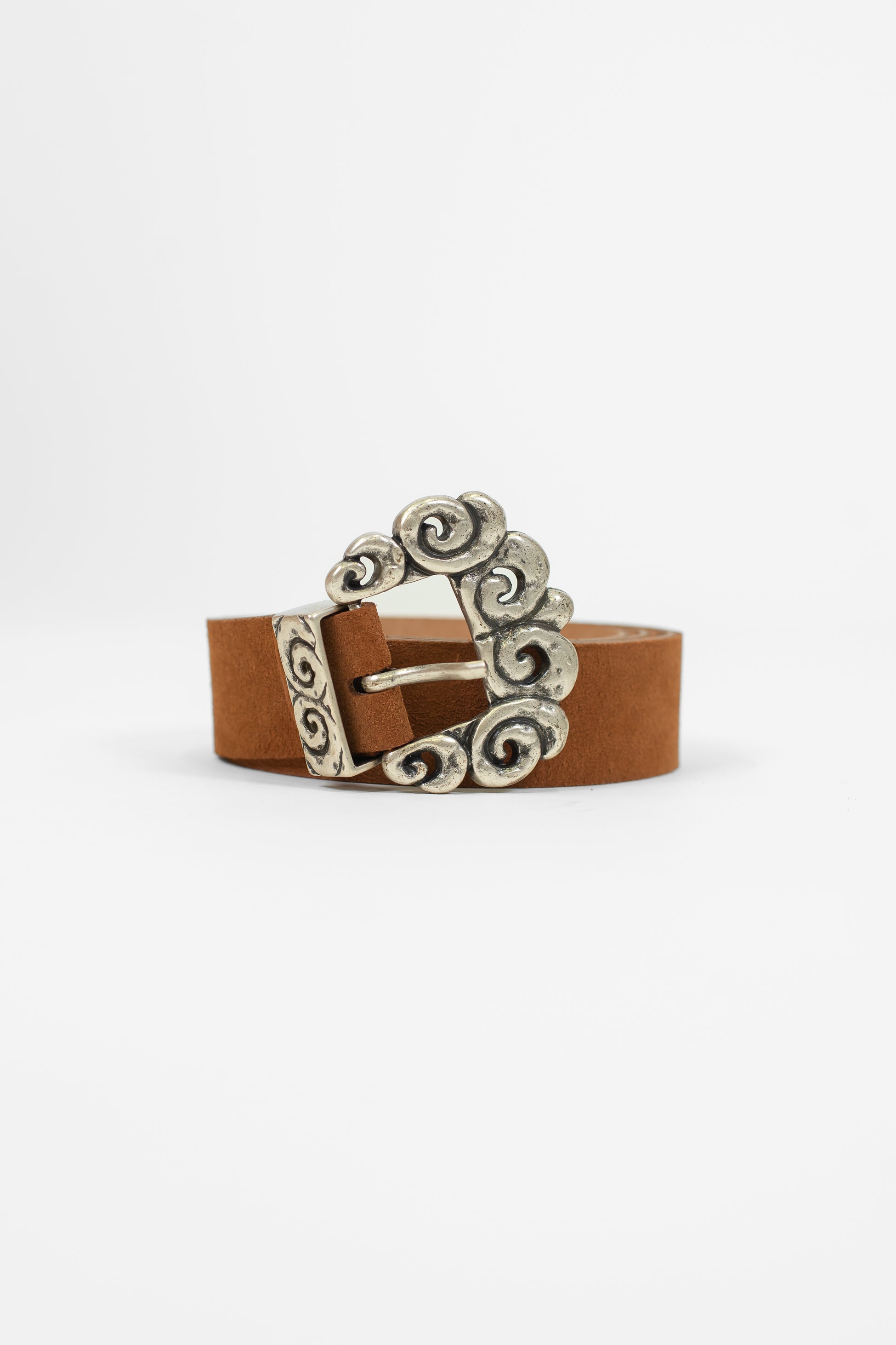 Haveone - Cintura in pelle scamosciata con fibbia tramata in acciaio