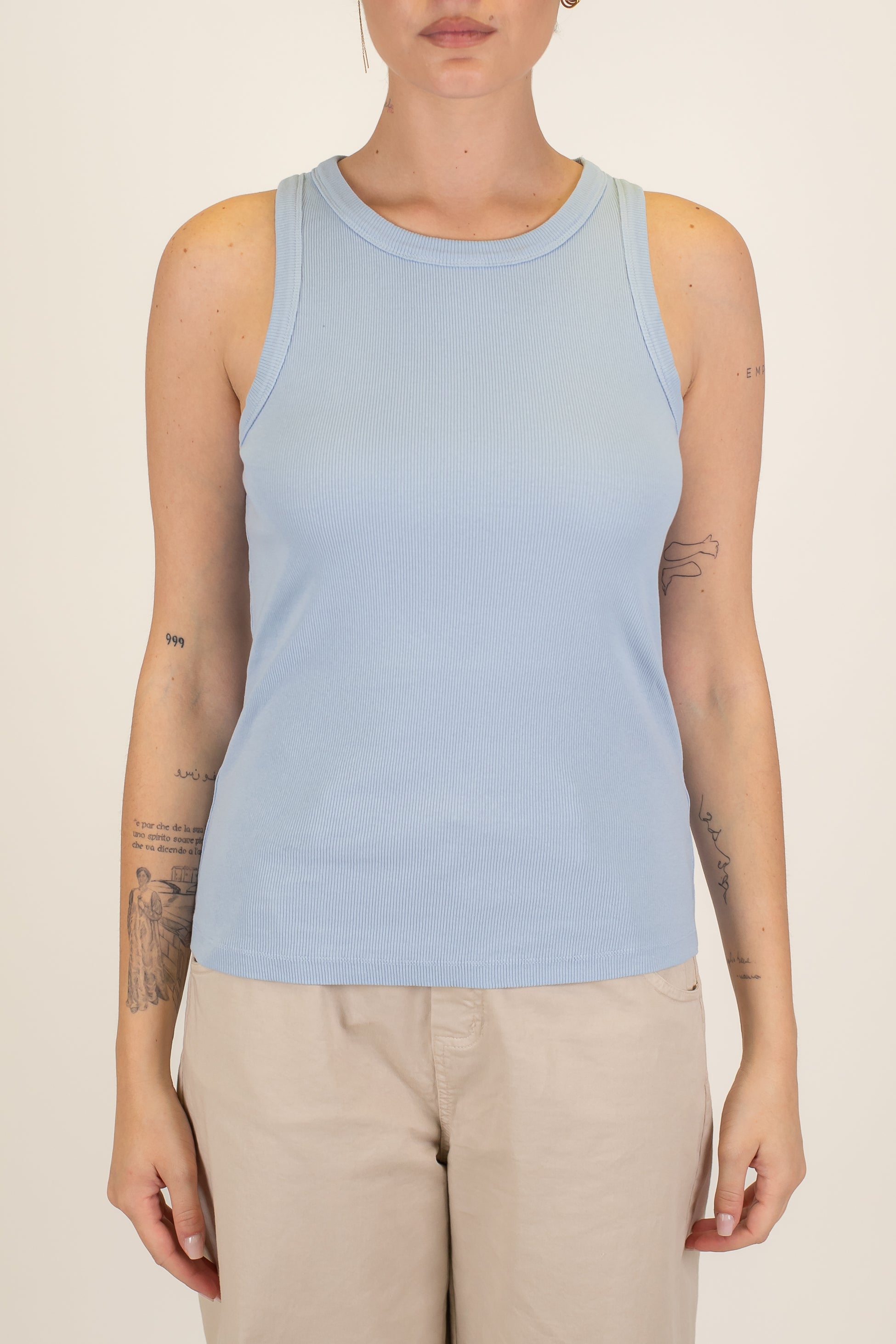 Tensione in - Canotta a costine in cotone