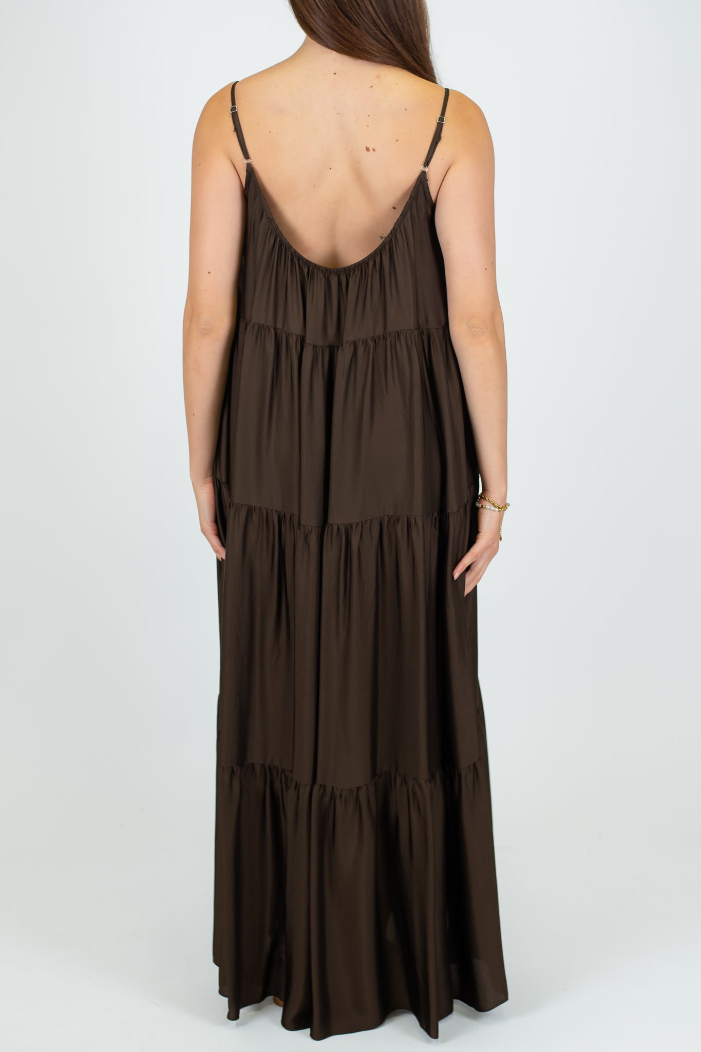 Motel - Abito lungo con balze in viscosa