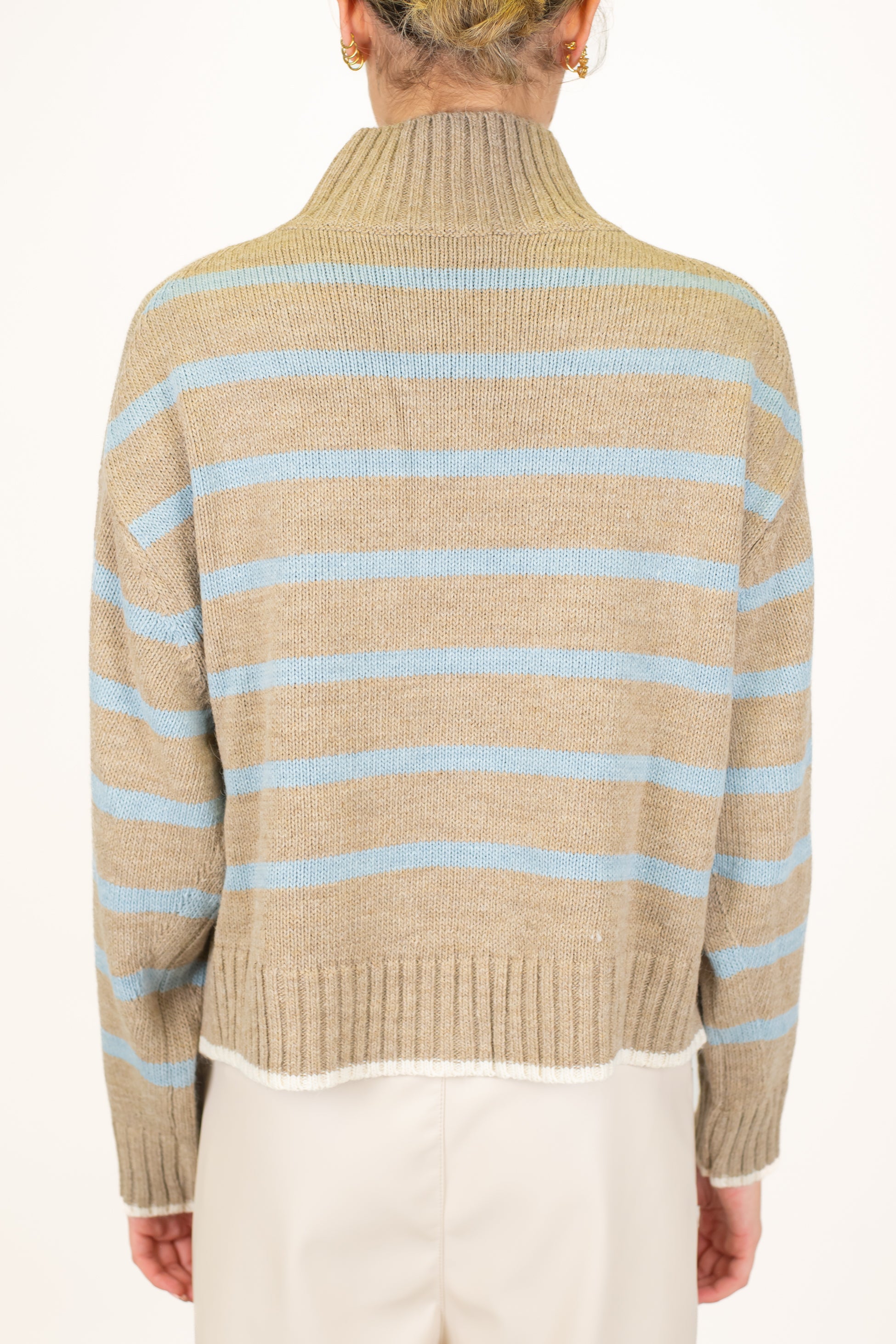 Motel - Lupetto fantasia a righe in misto lana con fondo a contrasto