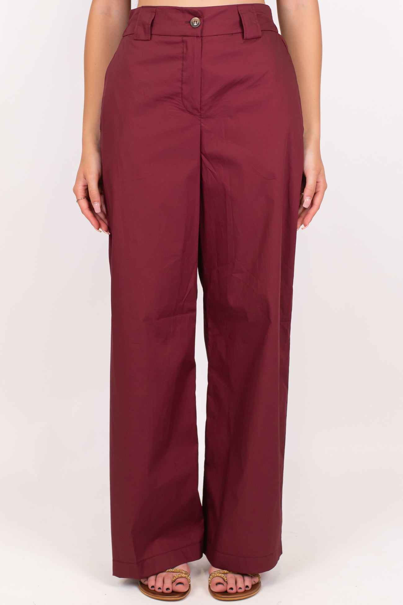 Tensione in - Pantalone palazzo in cotone leggero tela paracadute con elastico sul retro