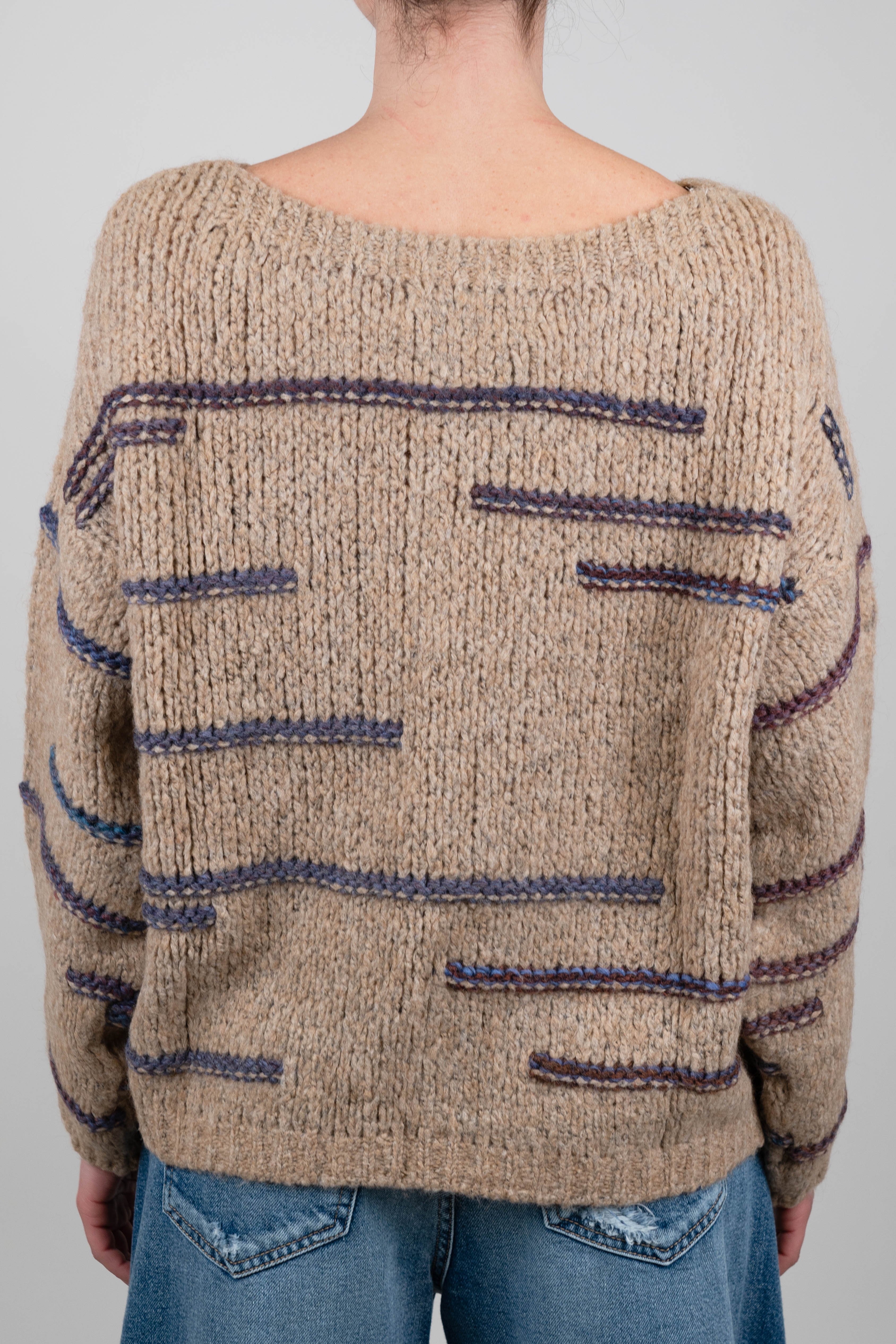 Haveone - Maglia over scollo a barca in misto lana con righe