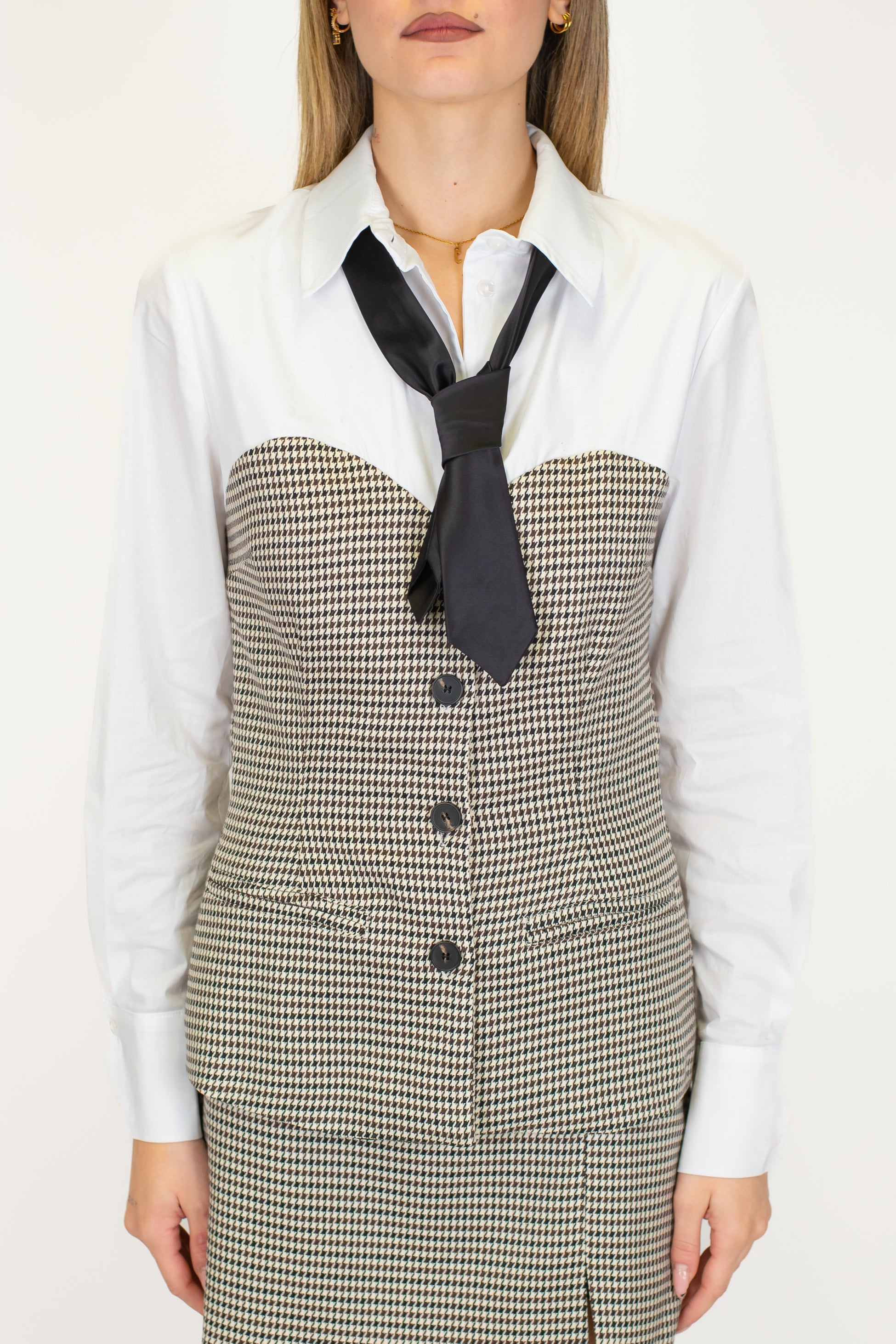 Tensione in - Camicia con corpetto fantasia pied de paule