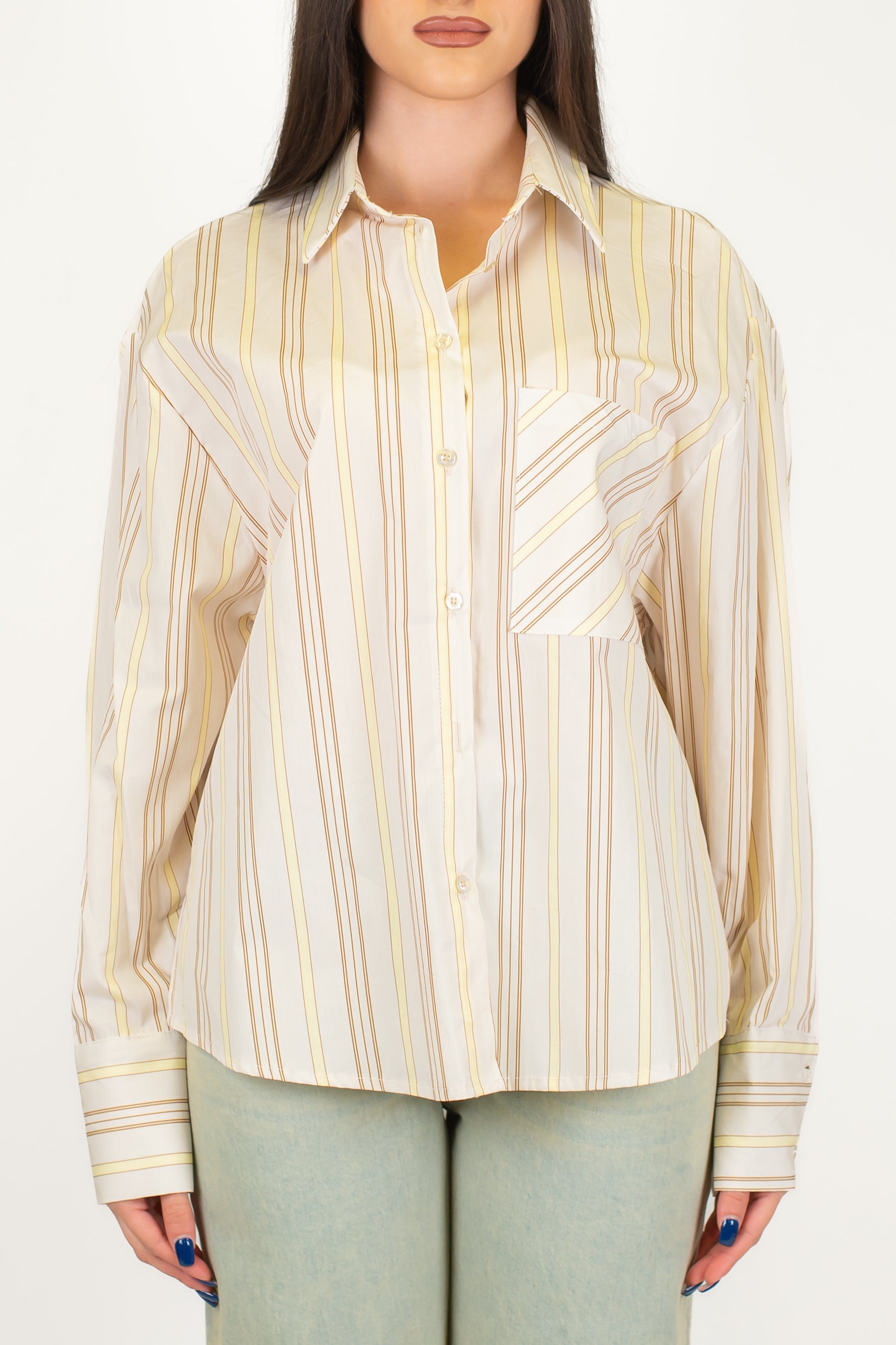Haveone - Camicia over fantasia a righe con tasca sul petto