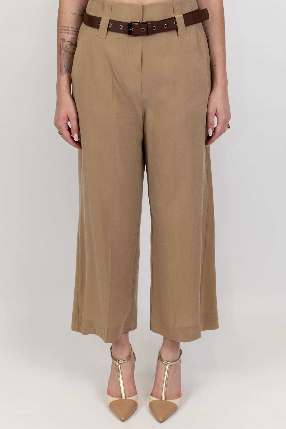 Maryley - Pantalone regular a vita alta in modal
