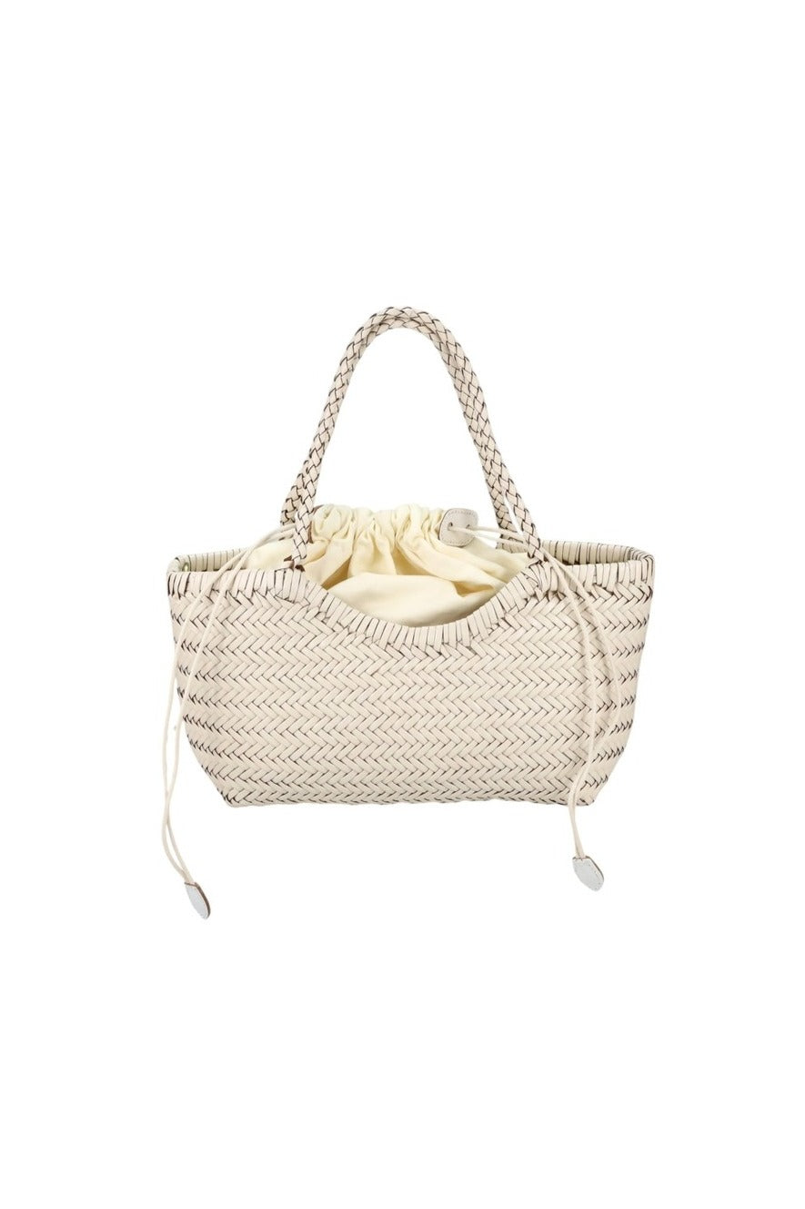 Borsa piccola in vera pelle intrecciata spigata rigida