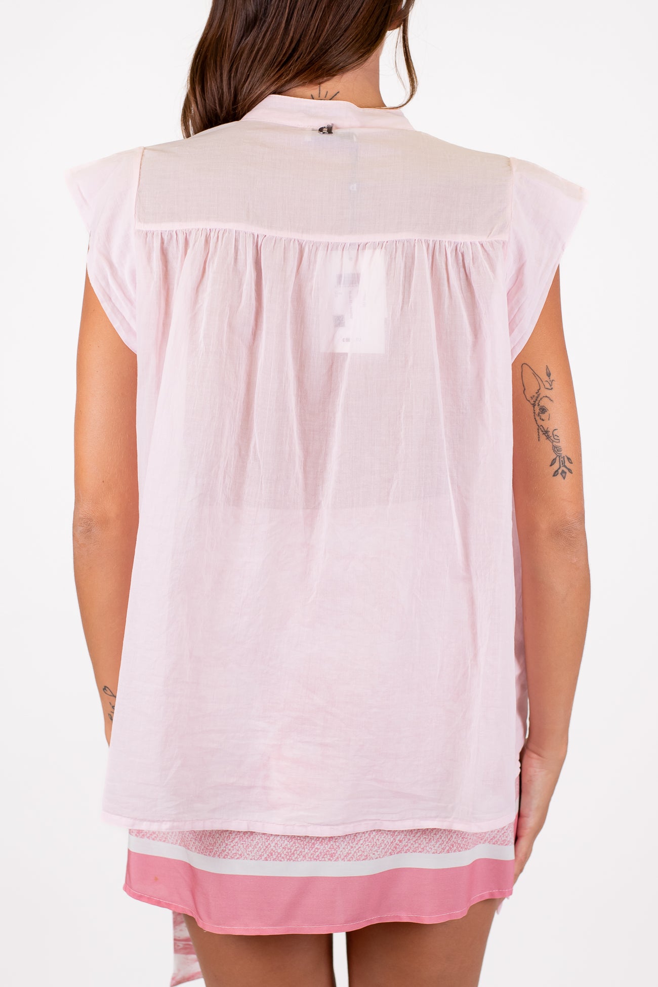Dixie - Camicia giromaniche in mussola di cotone con alette