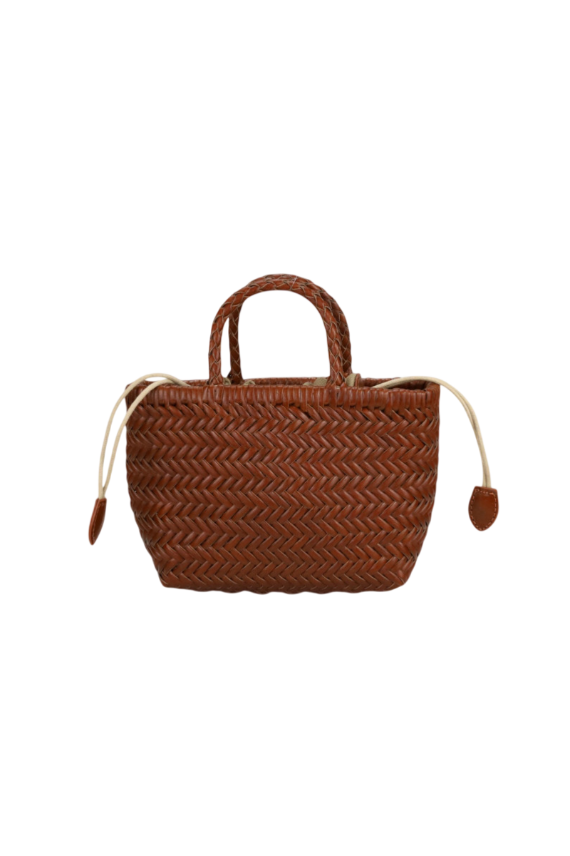 Borsa mini in vera pelle intrecciata spigata
