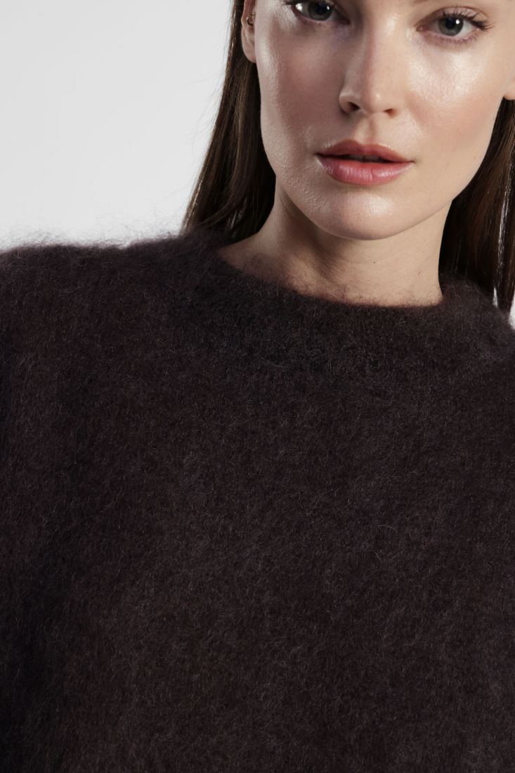 Dixie - Maglia girocollo con manica 3/4 in kid mohair