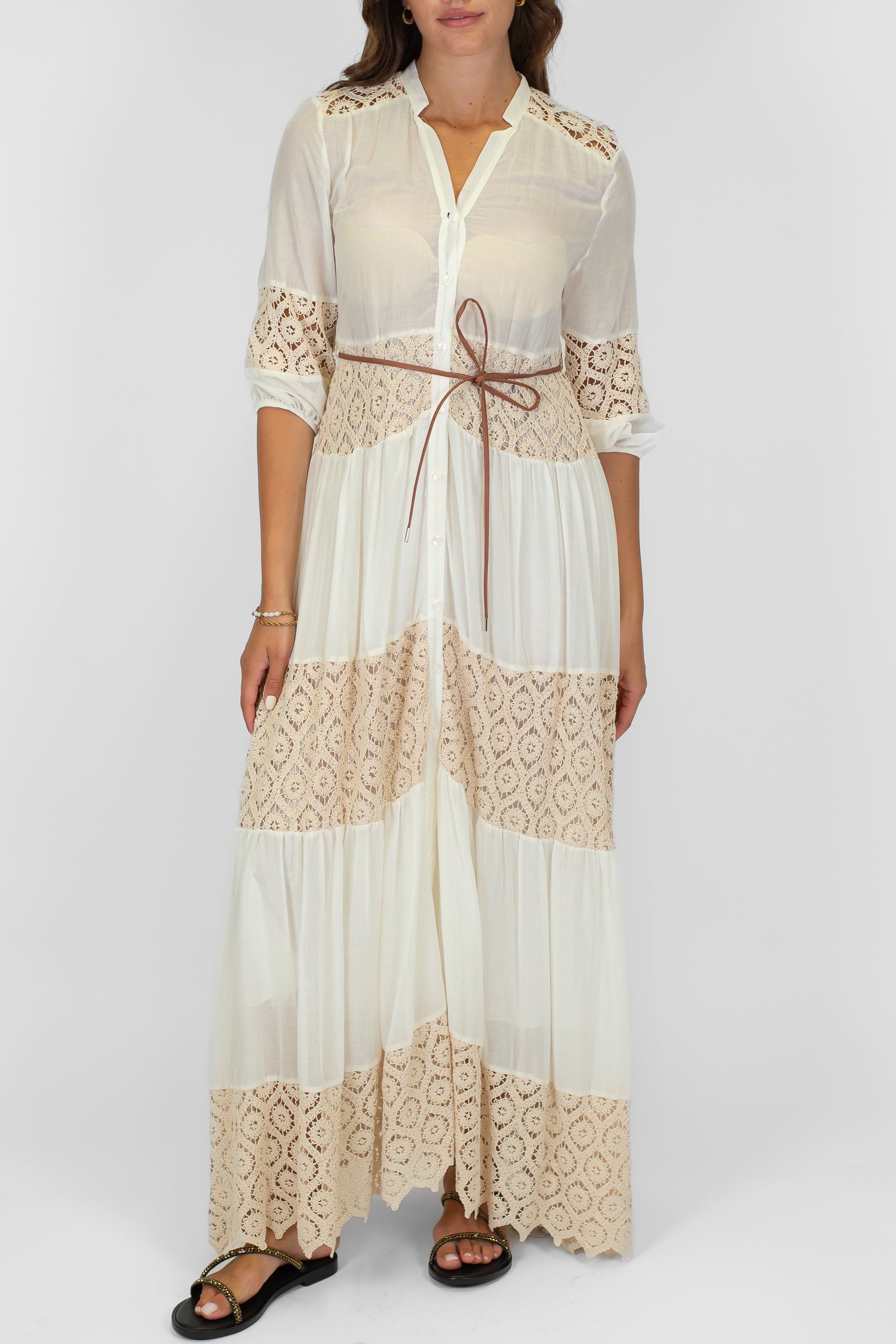 Motel - Chemisier in mussola di cotone con balze e dettagli in crochet