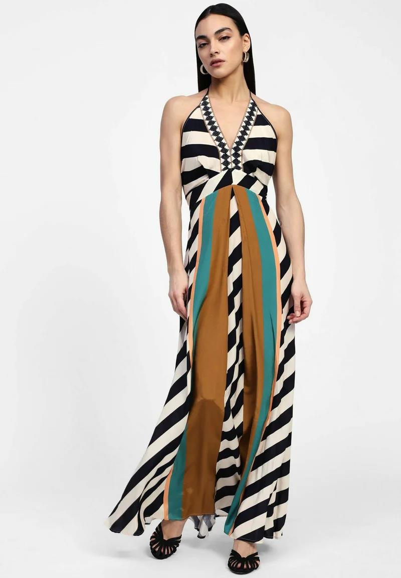 Dxie - Abito lungo a righe geometriche