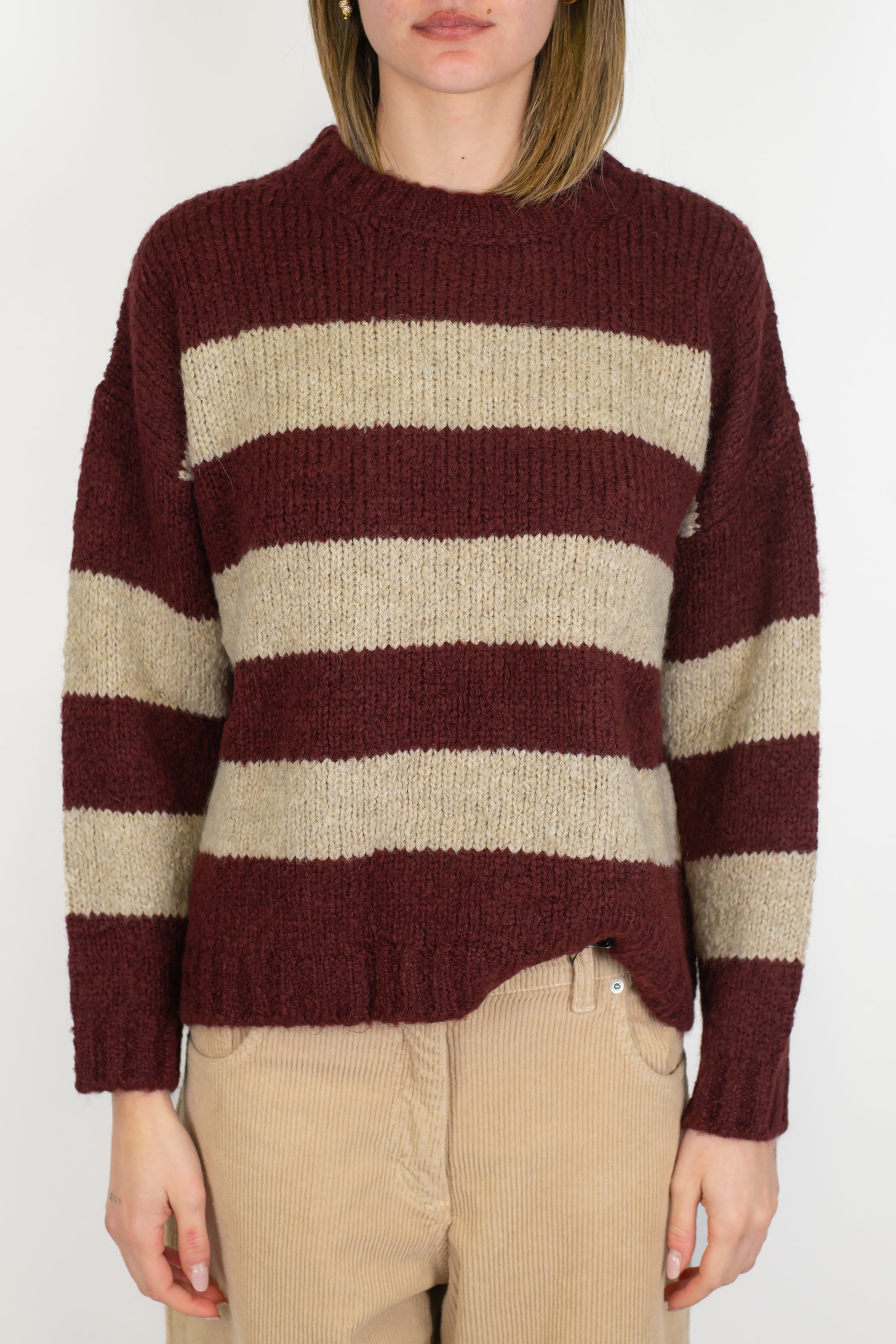 Tensione in - Maglia girocollo fantasia righe in misto lana