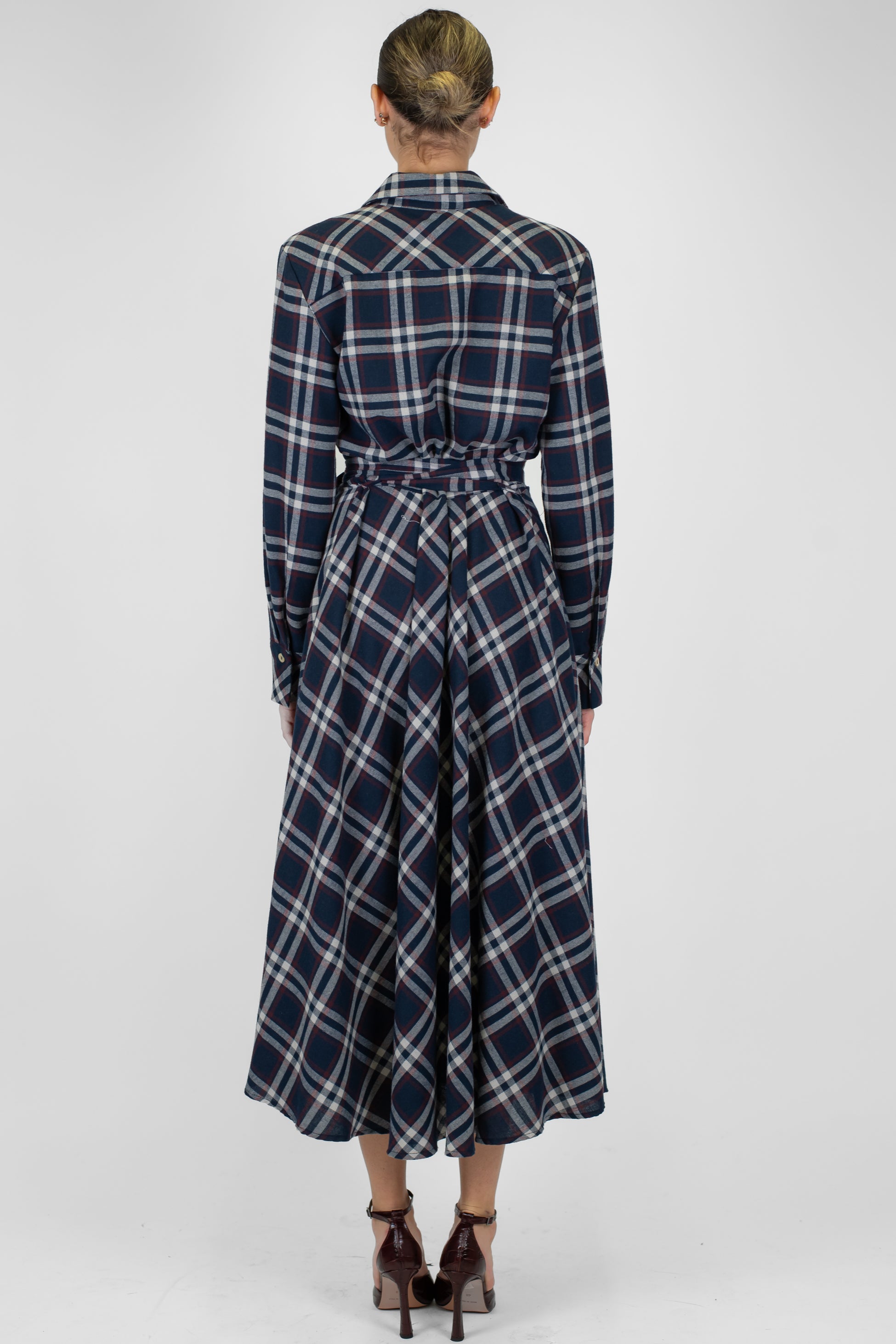 Tensione in - Chemisier fantasia quadro con cintura in tessuto