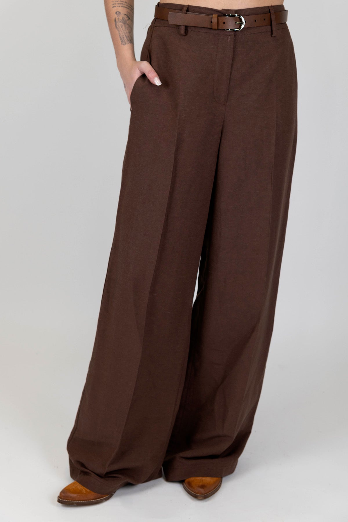 Motel - Pantalone palazzo in misto lino