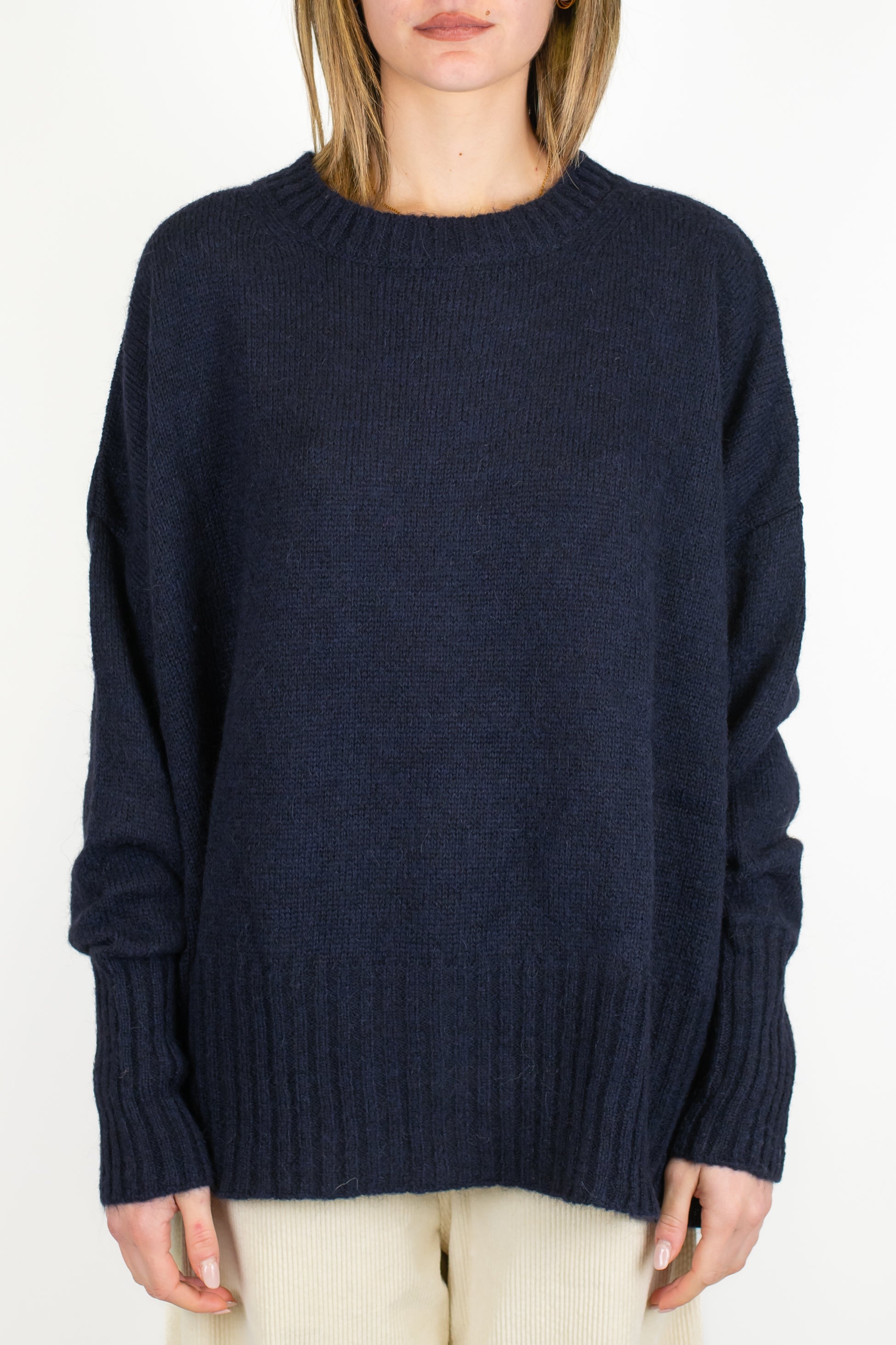 Tensione in - Maglia girocollo over in misto lana