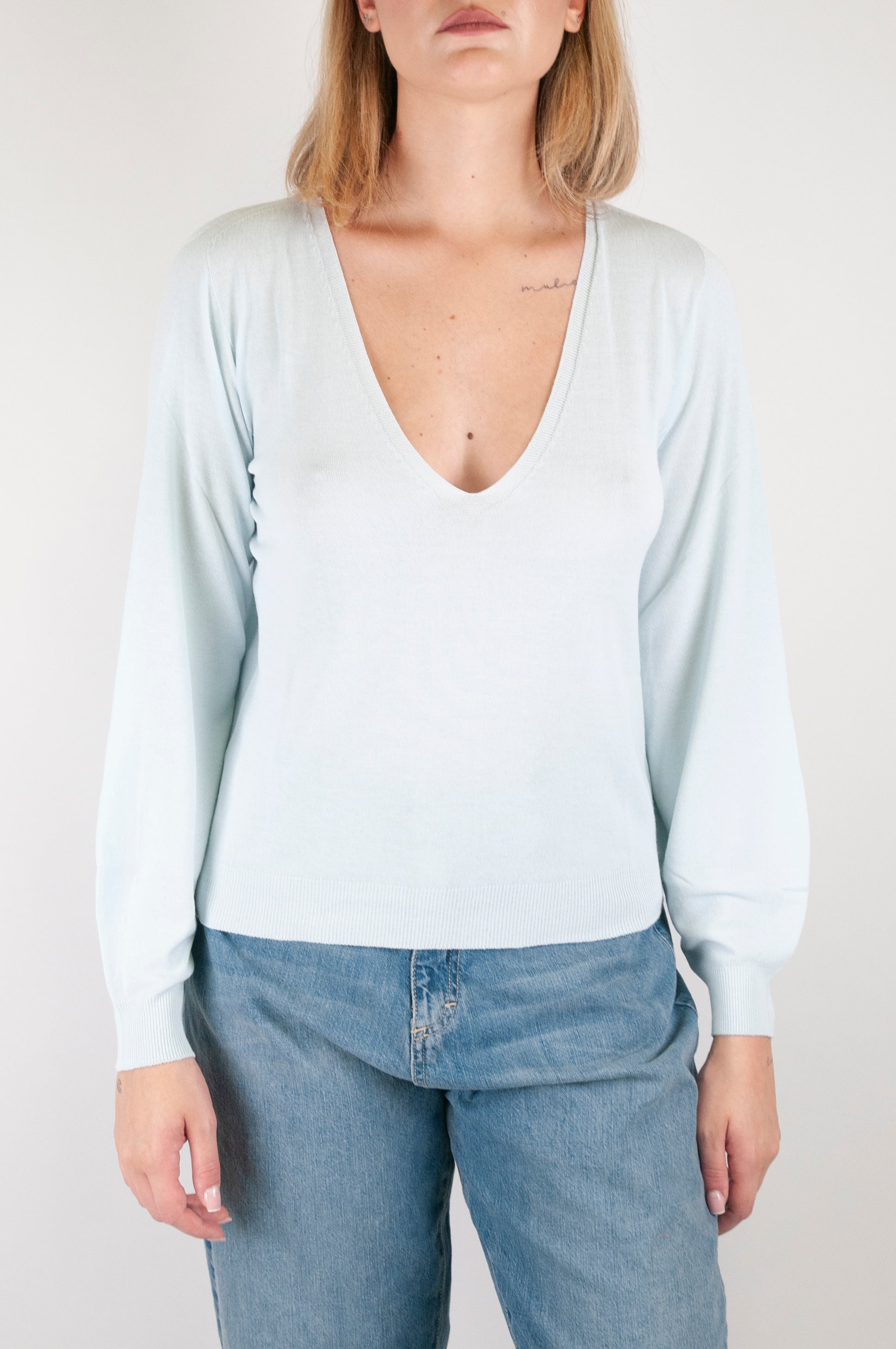 Kontatto - Maglia scollo V in viscosa leggera