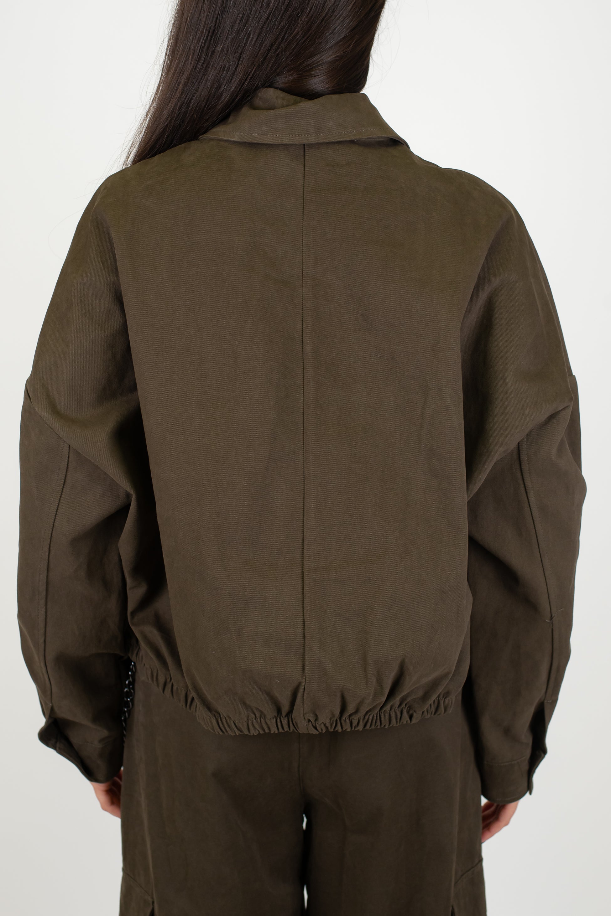 Motel - Bomber over in denim colorato con tasconi laterali