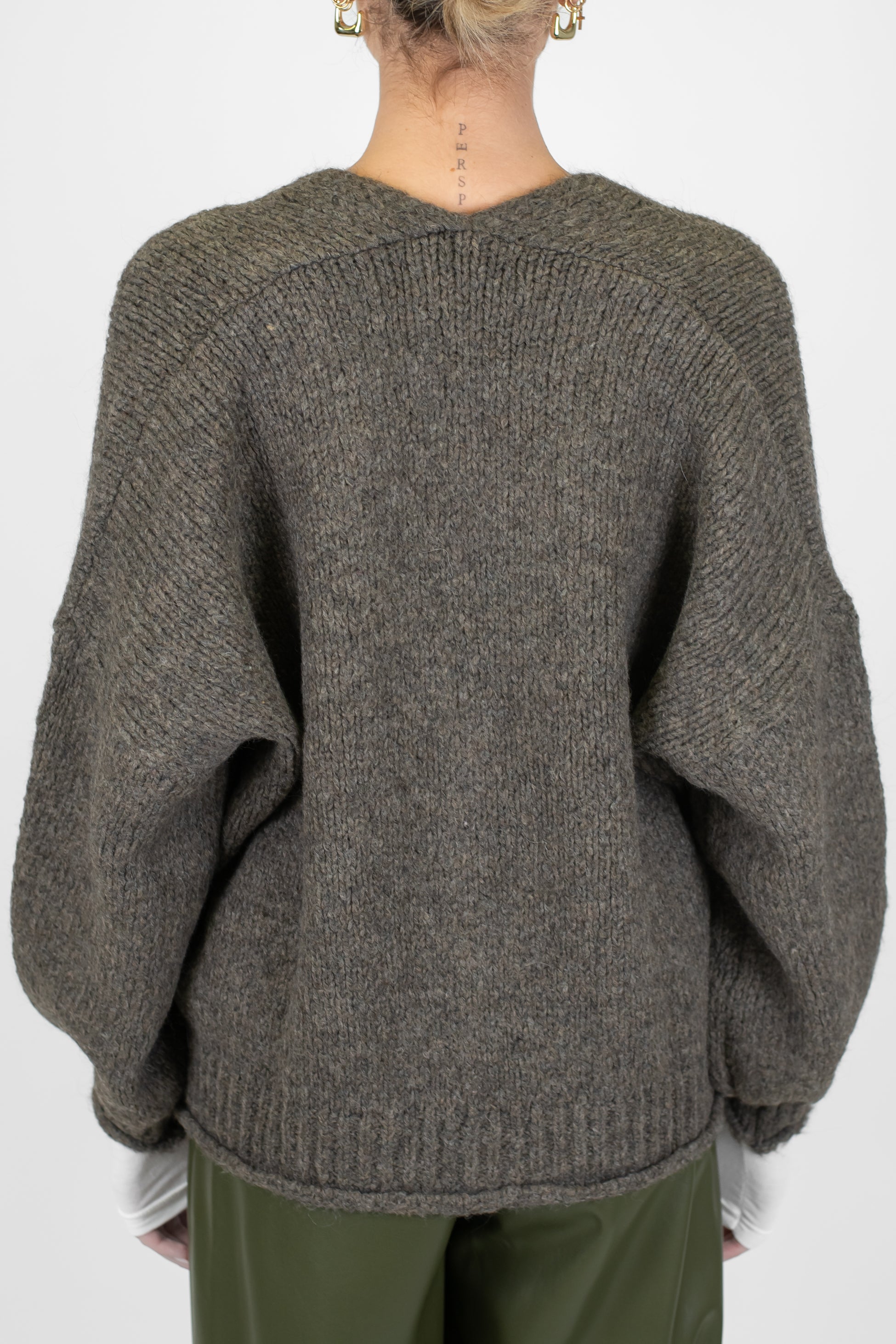 Haveone - Cardigan over in misto lana con chiusura a tre bottoni