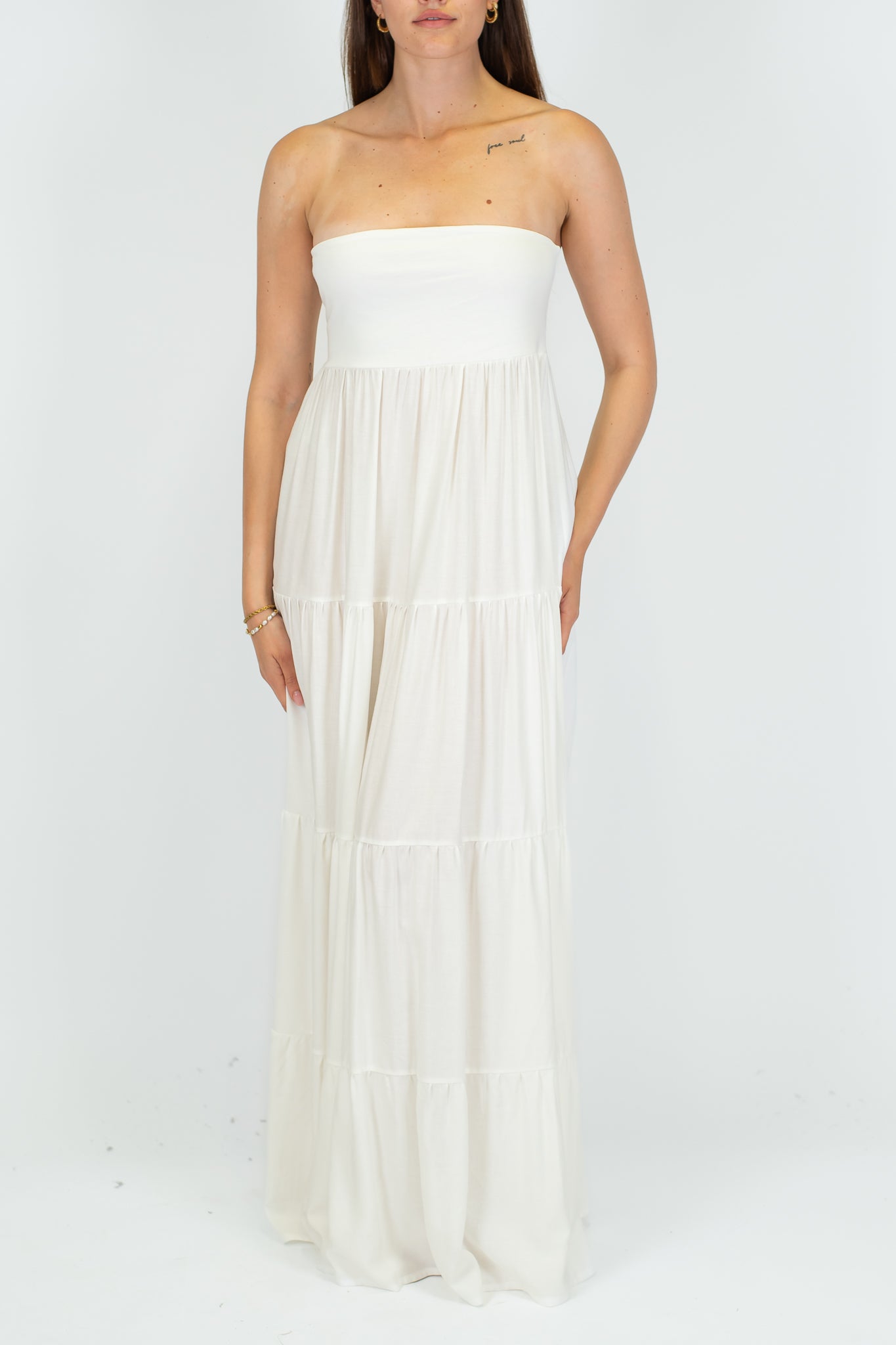 Motel - Abito a fascia in viscosa/lino con balze