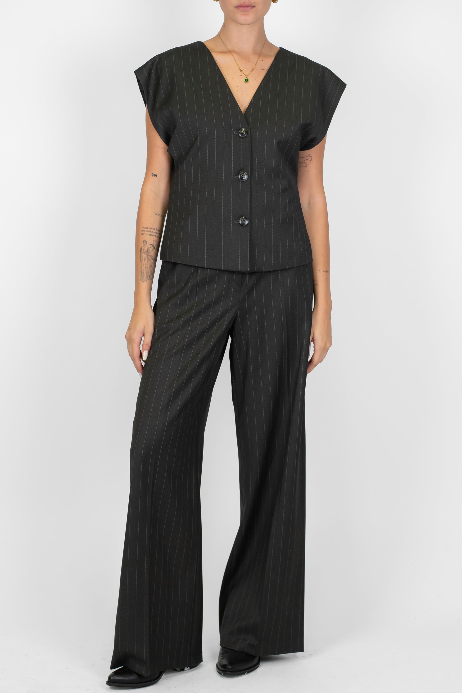 Tensione in - Pantalone palazzo gessato