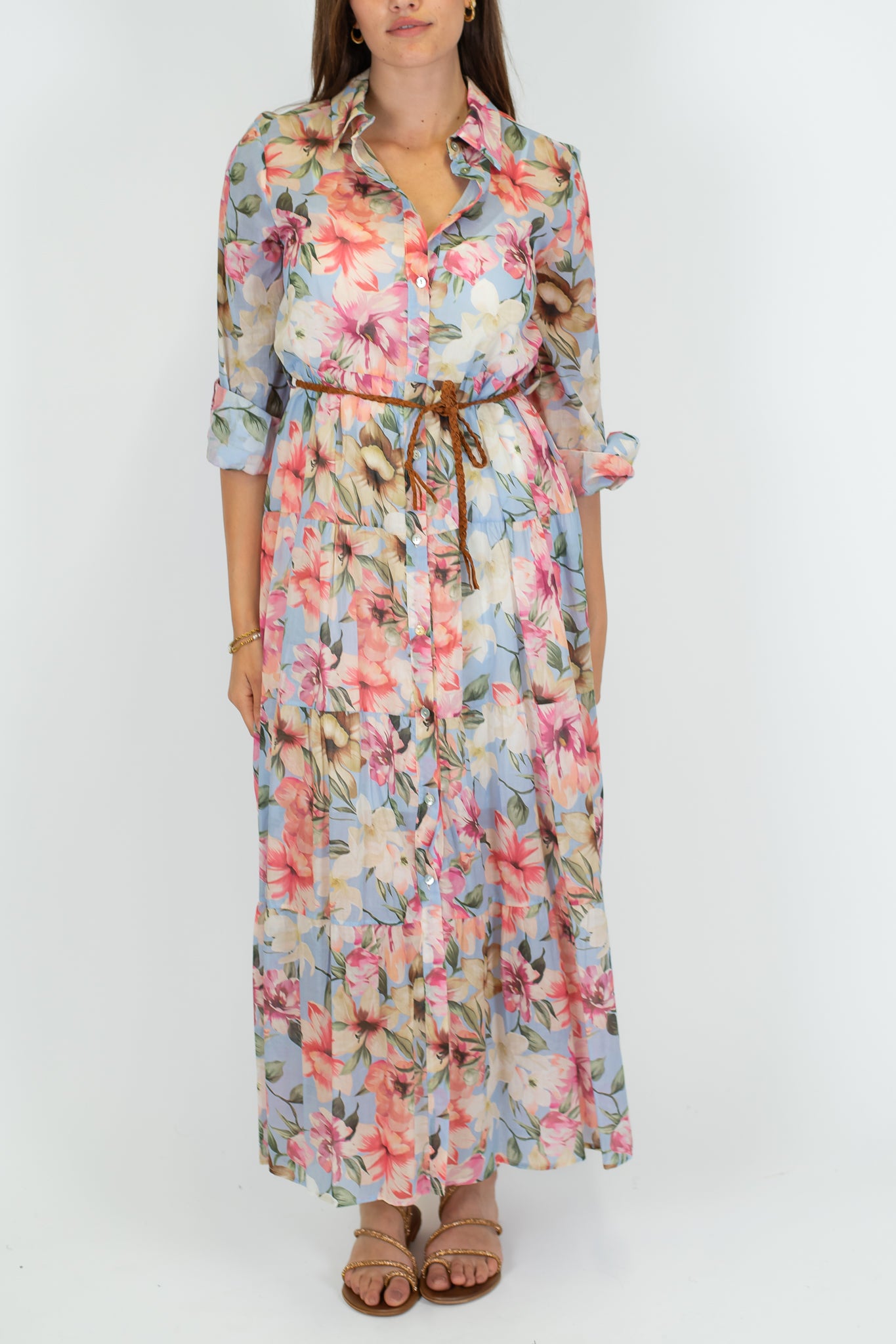 Tensione in - Chemisier fantasia floreale in mussola di cotone