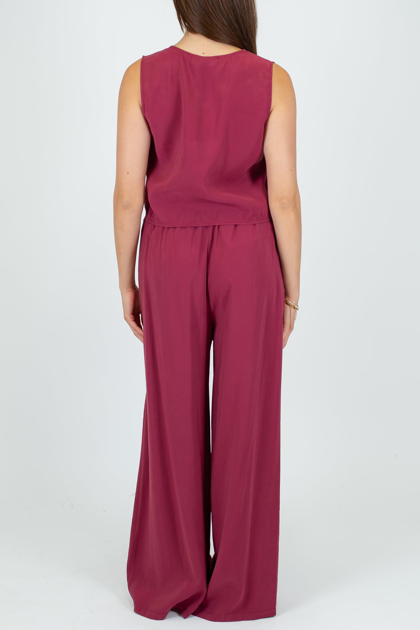 Haveone - Coordinato Gilet con lacci e pantalone palazzo in cupro