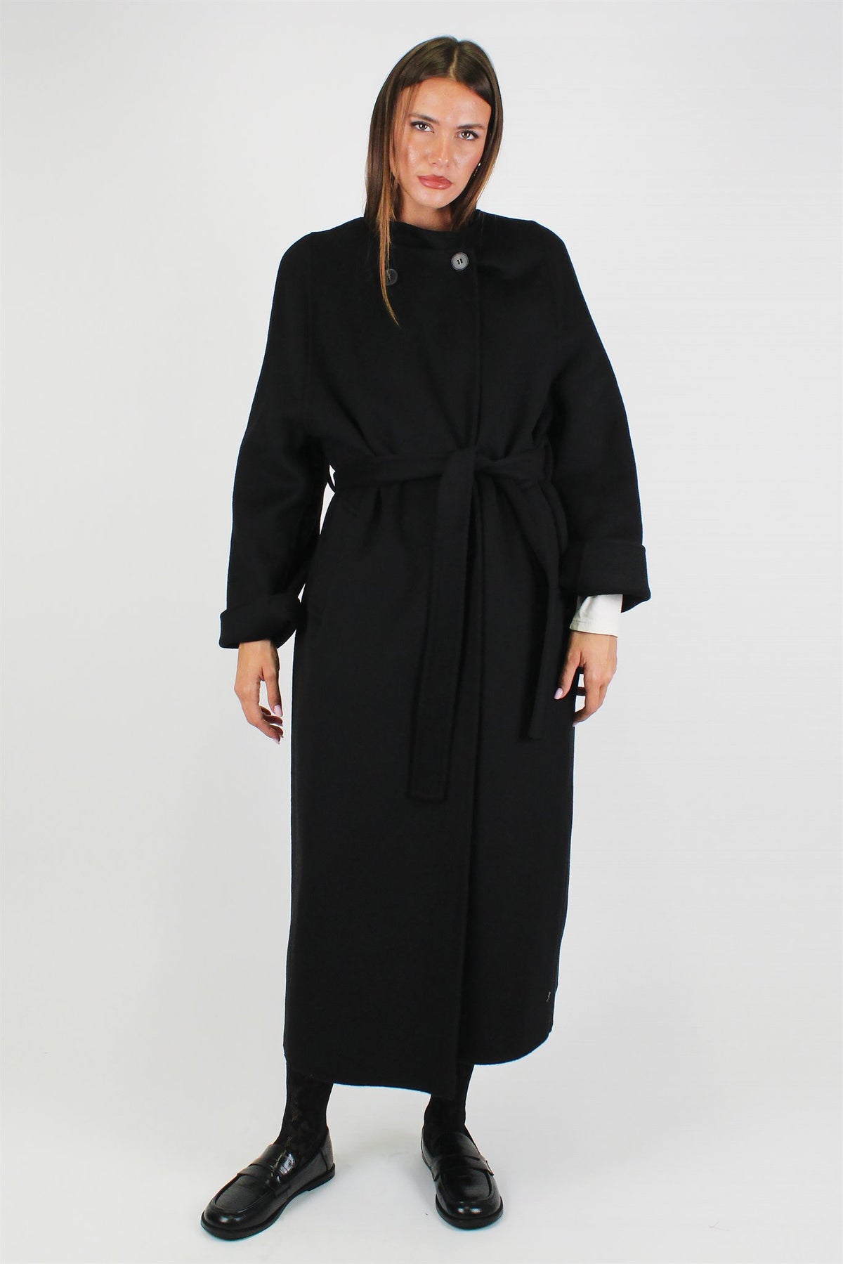 Souvenir - Cappotto girocollo in misto lana