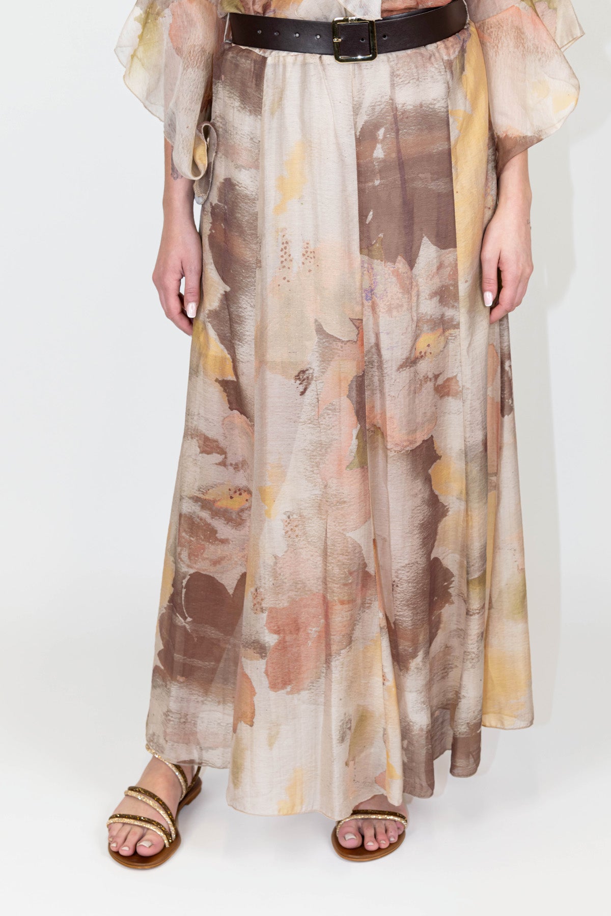 Haveone - Gonna fantasia floreale astratta in lyocell