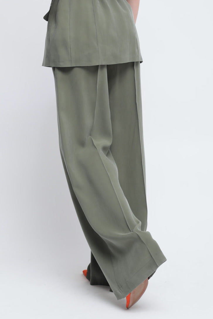 Maryley - Pantalone palazzo a vita alta in modal