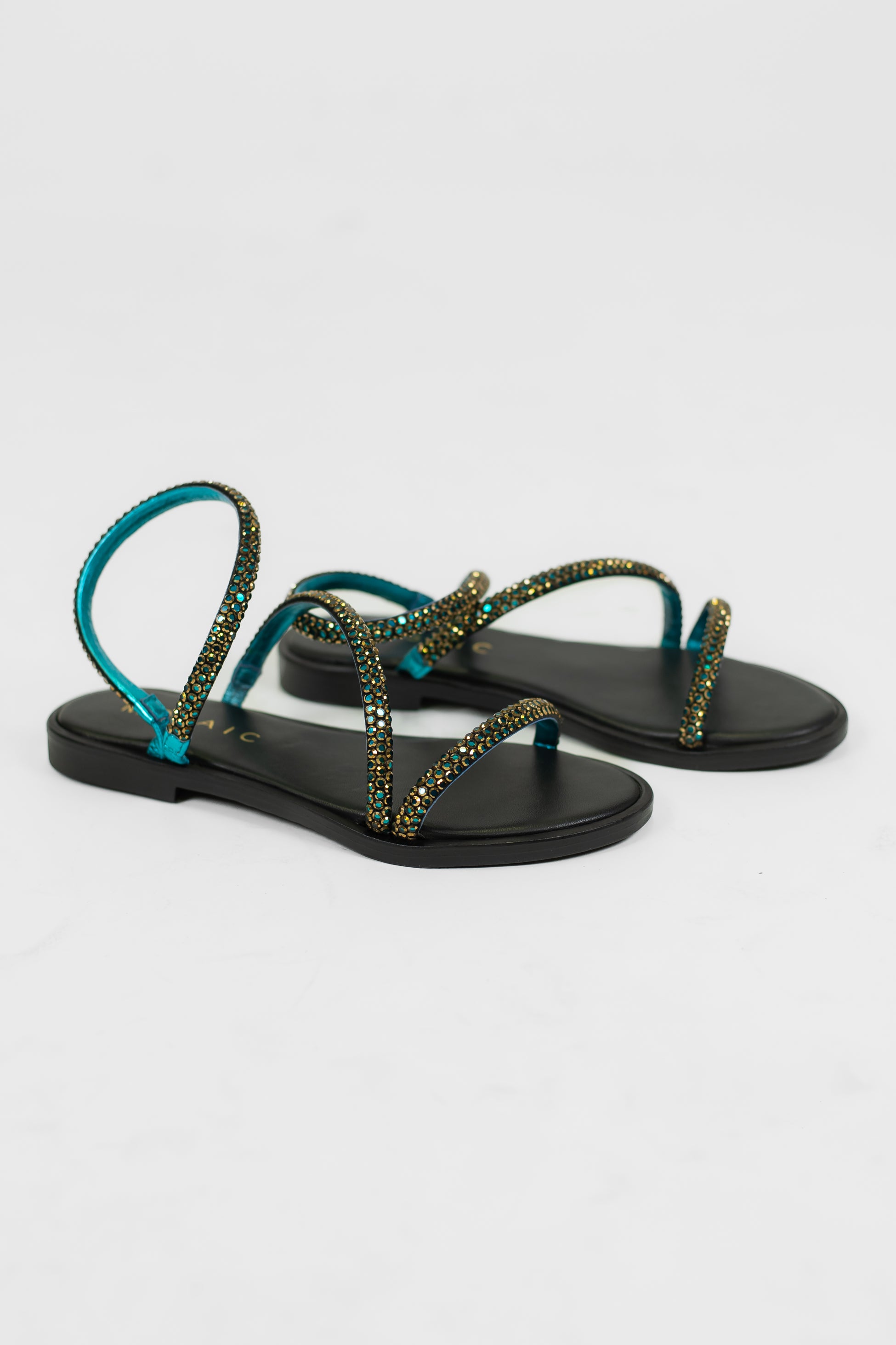 Mosaic - Sandalo strass con sottopiede in pelle