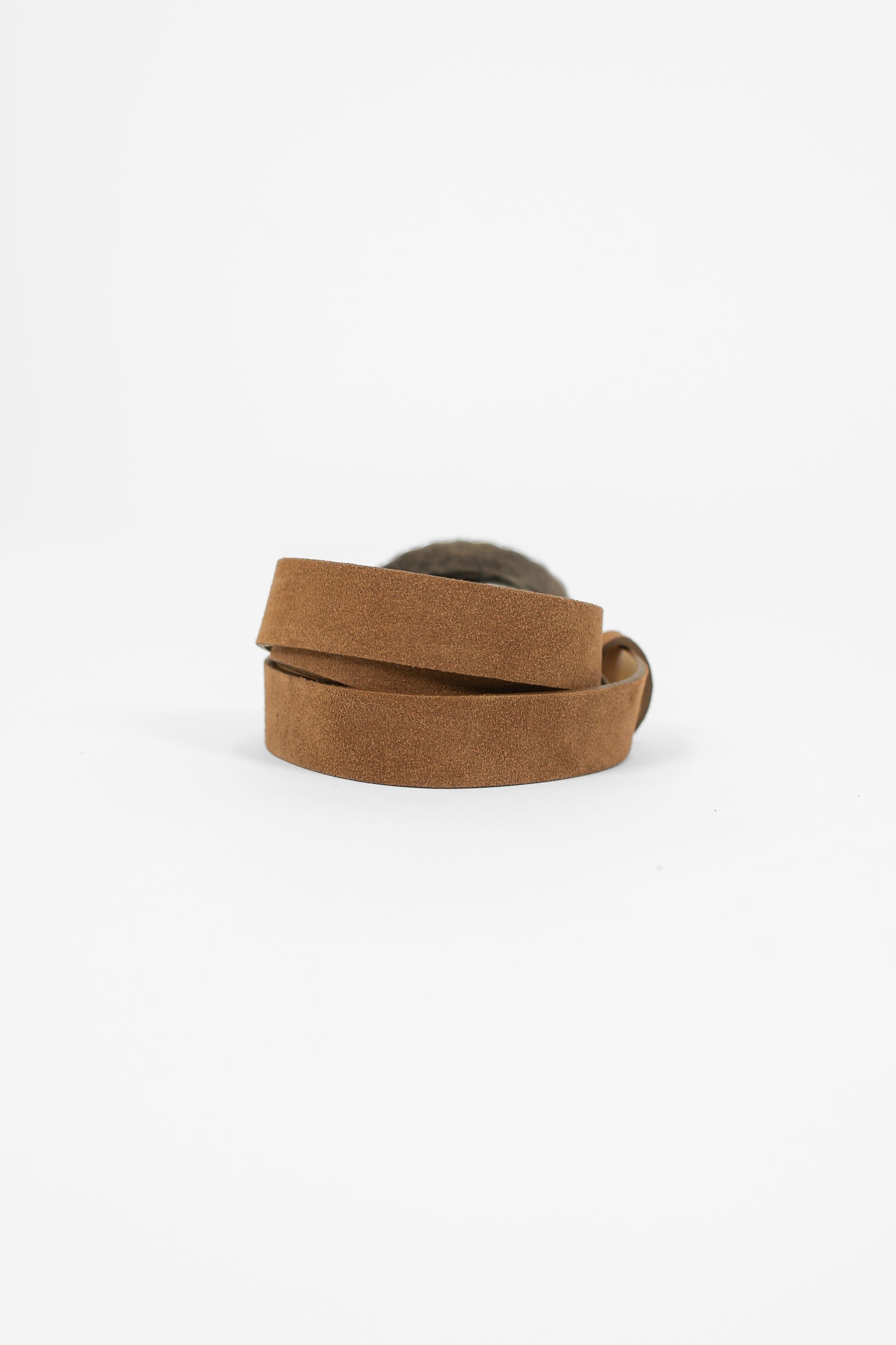 Haveone - Cintura in pelle scamosciata con fibbia tramata a contrasto in acciaio