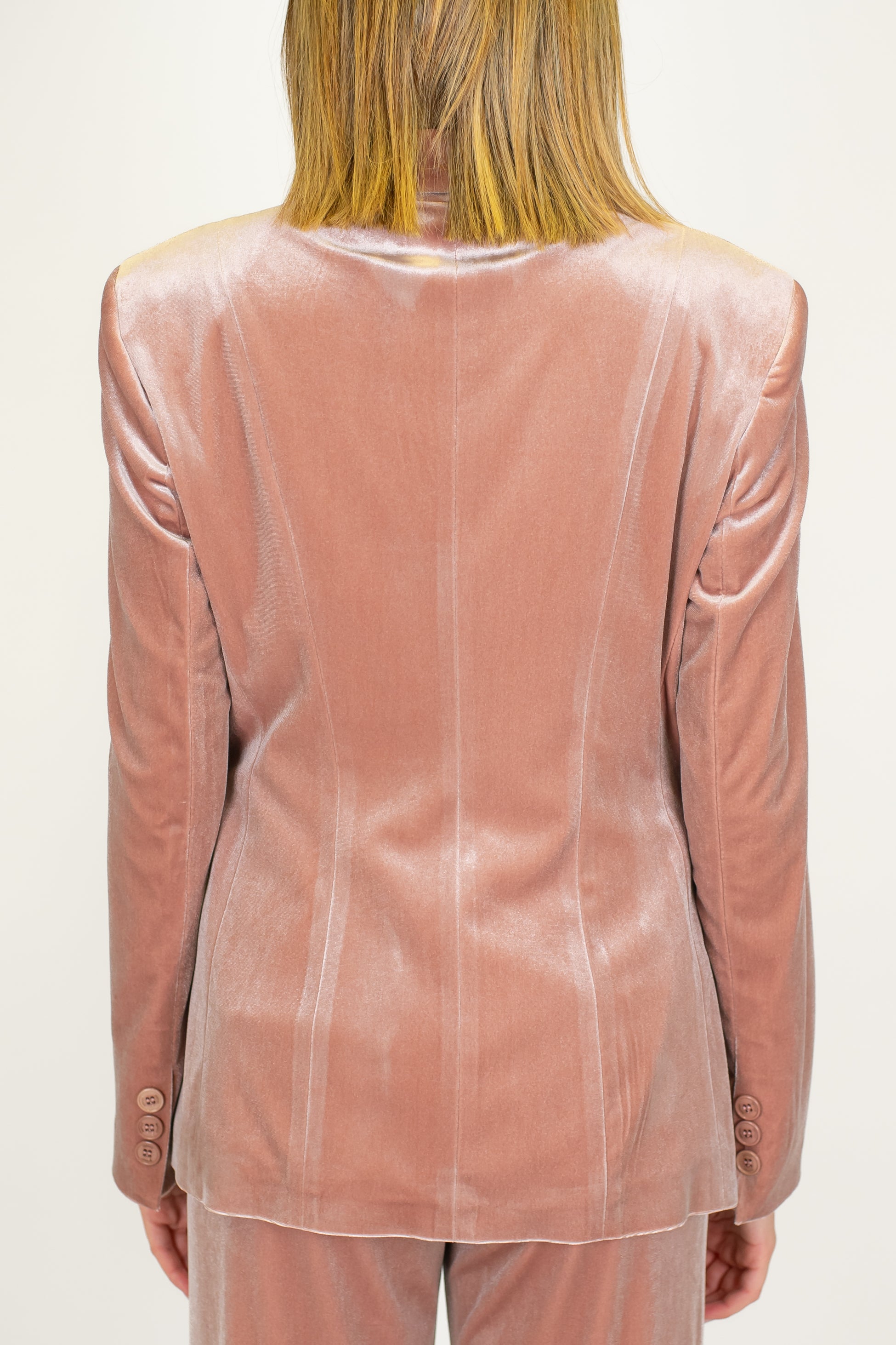 Maryley - Tailleur giacca con collo sciallato e pantalone palazzo in velluto con elastico in vita