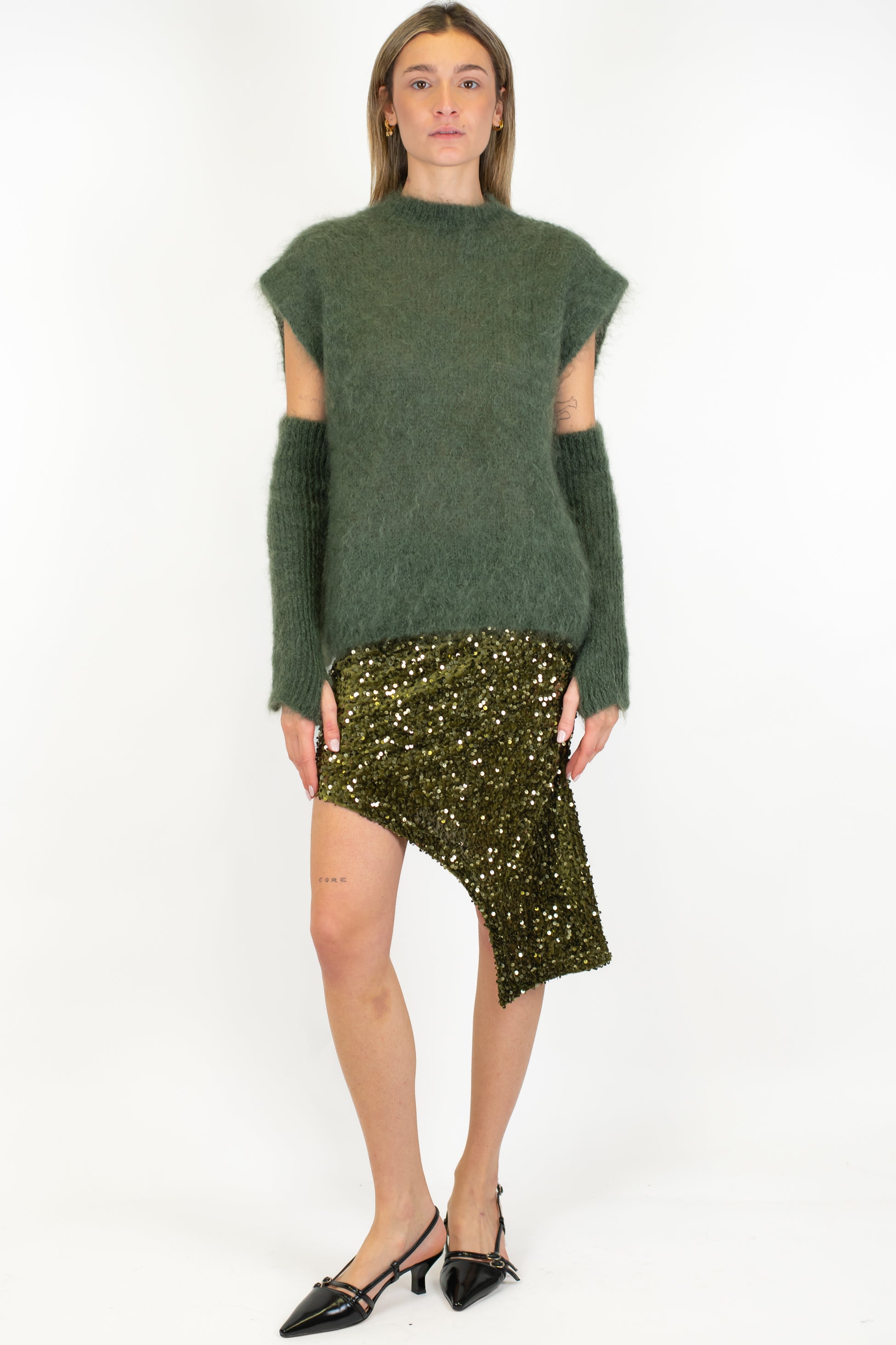 Tensione in - Minigonna asimmetrica in paillettes