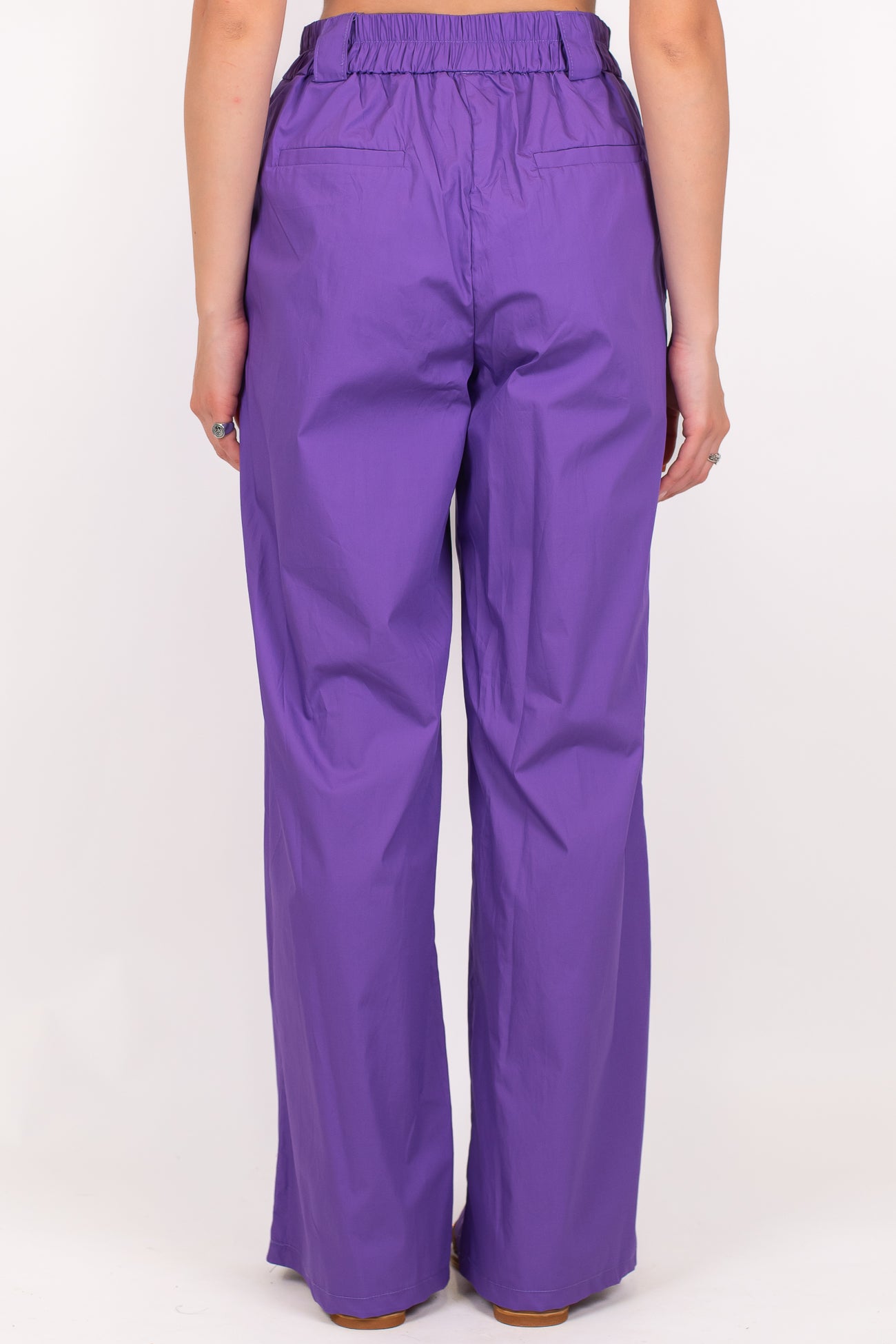 Tensione in - Pantalone palazzo in cotone leggero tela paracadute con elastico sul retro