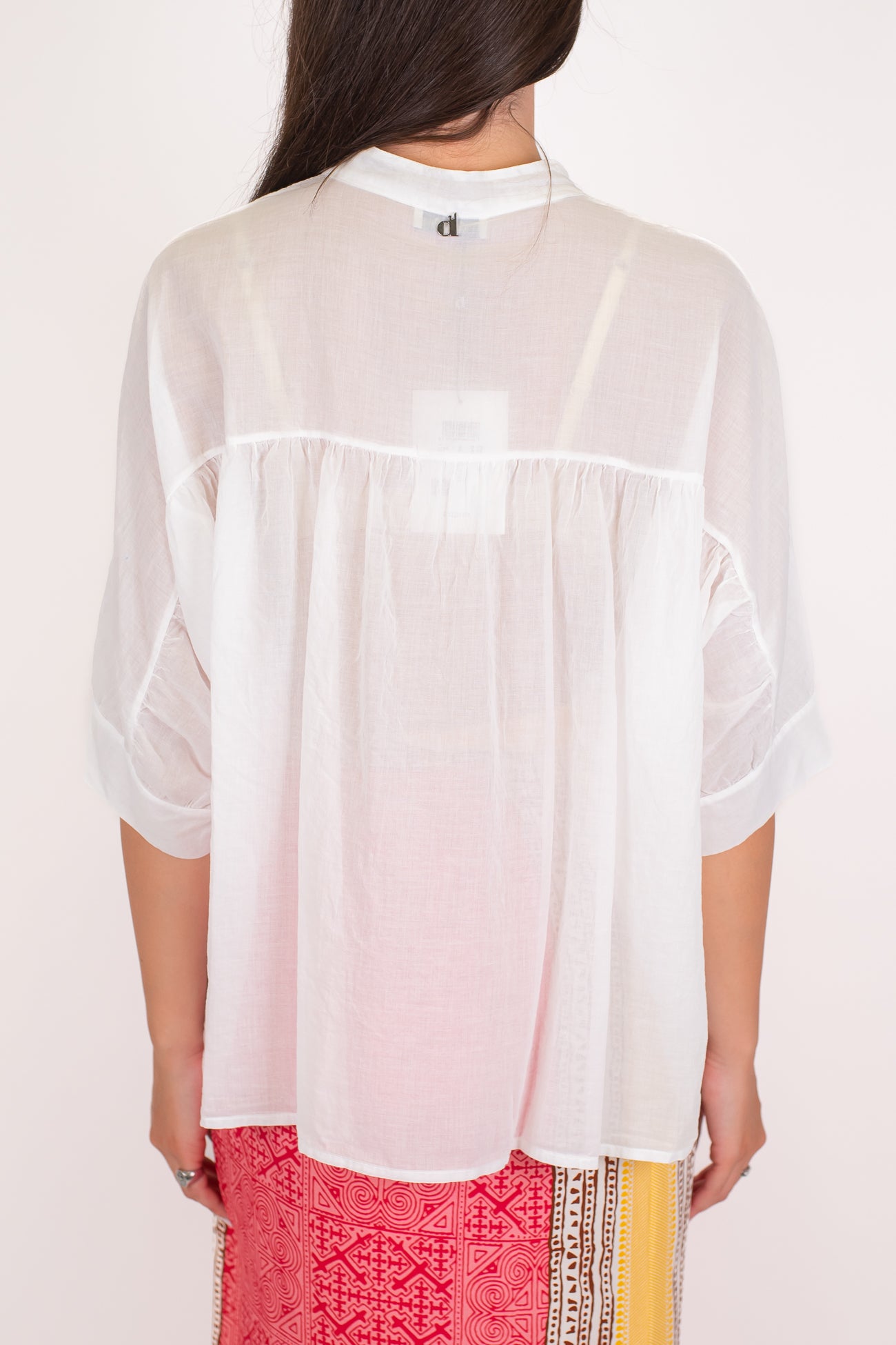 Dixie - Camicia collo alla coreana in mussola di cotone
