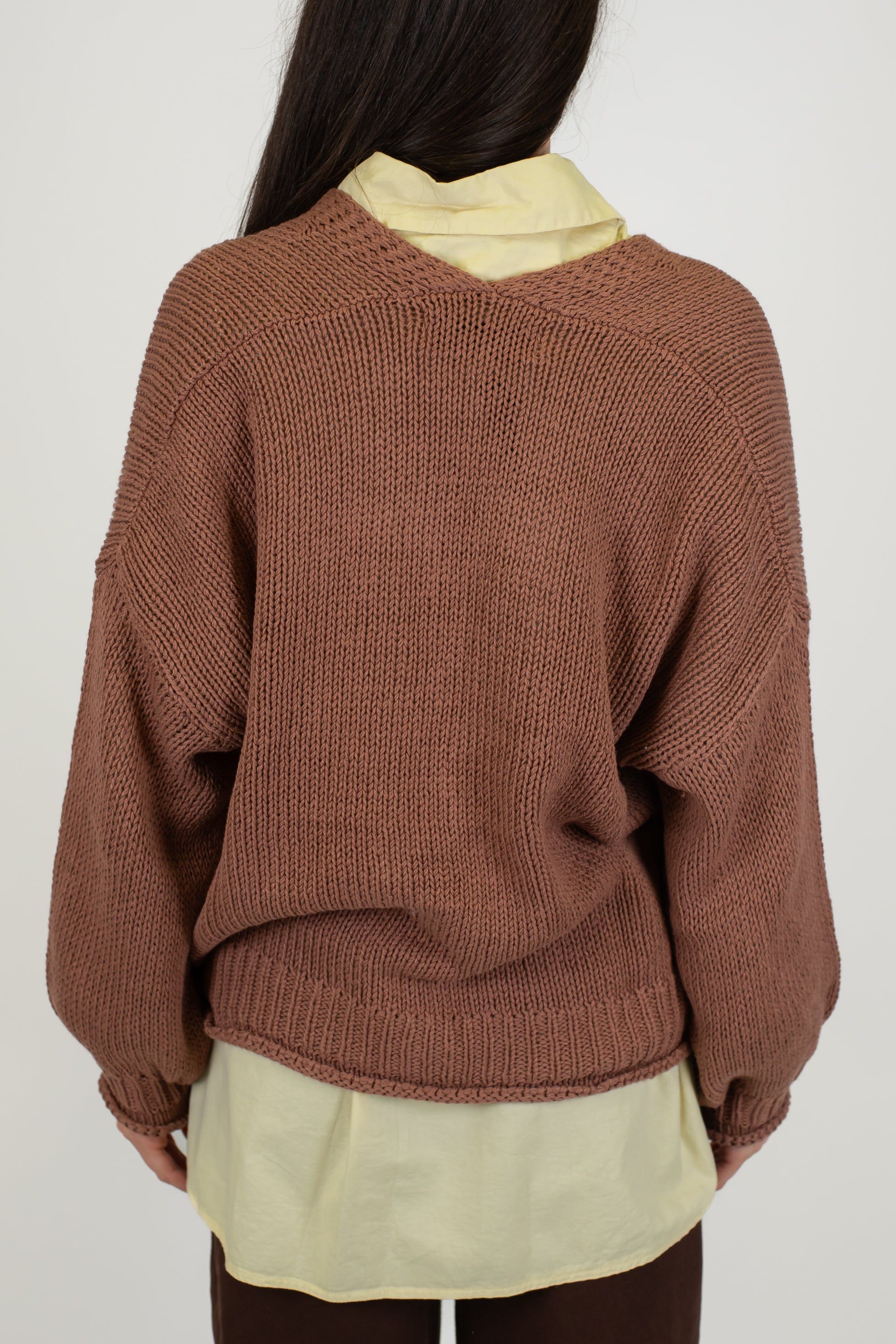 Haveone - Cardigan tre bottoni in filato leggero con taschini laterali