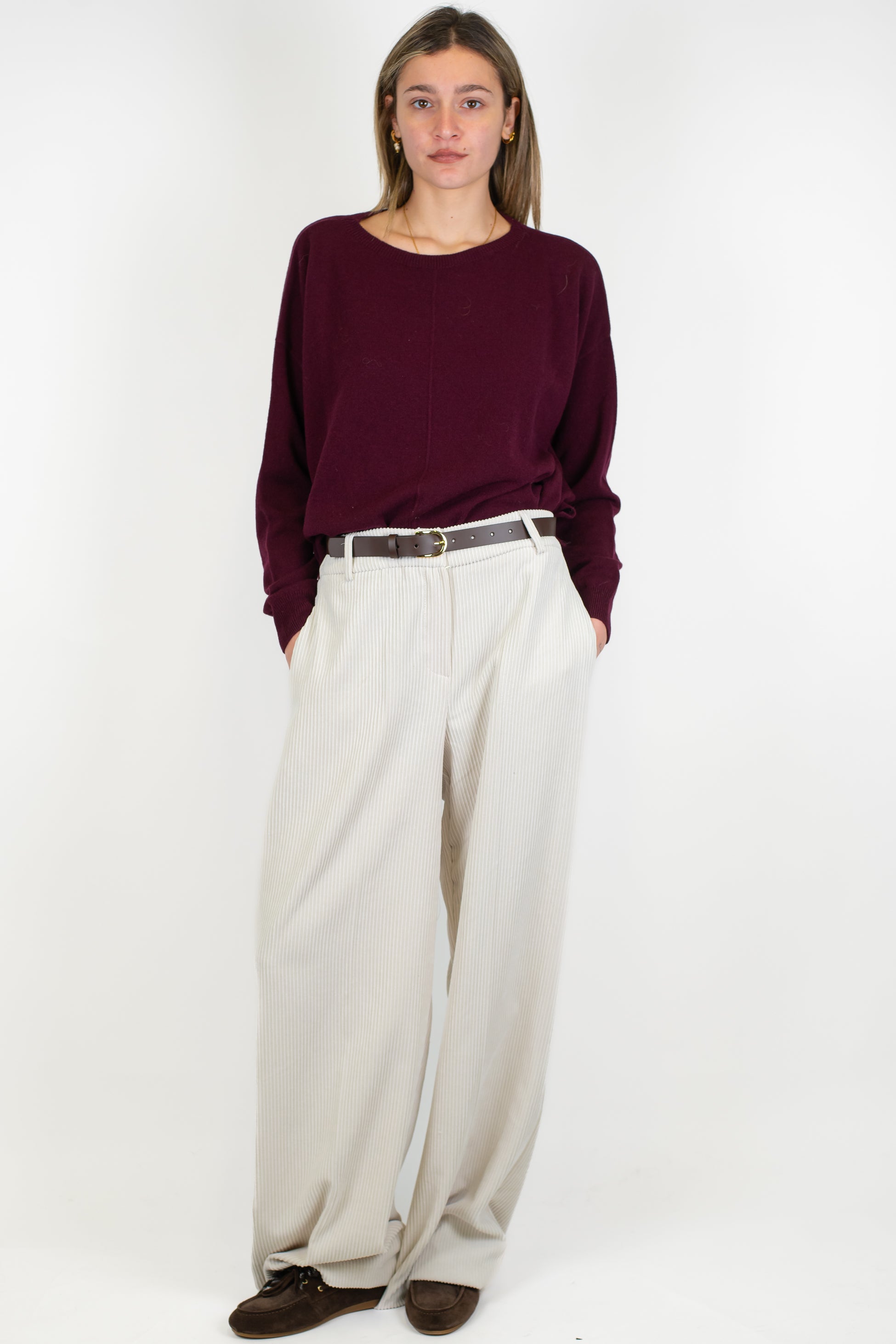 Motel - Pantalone palazzo in velluto a coste con elastico sul retro