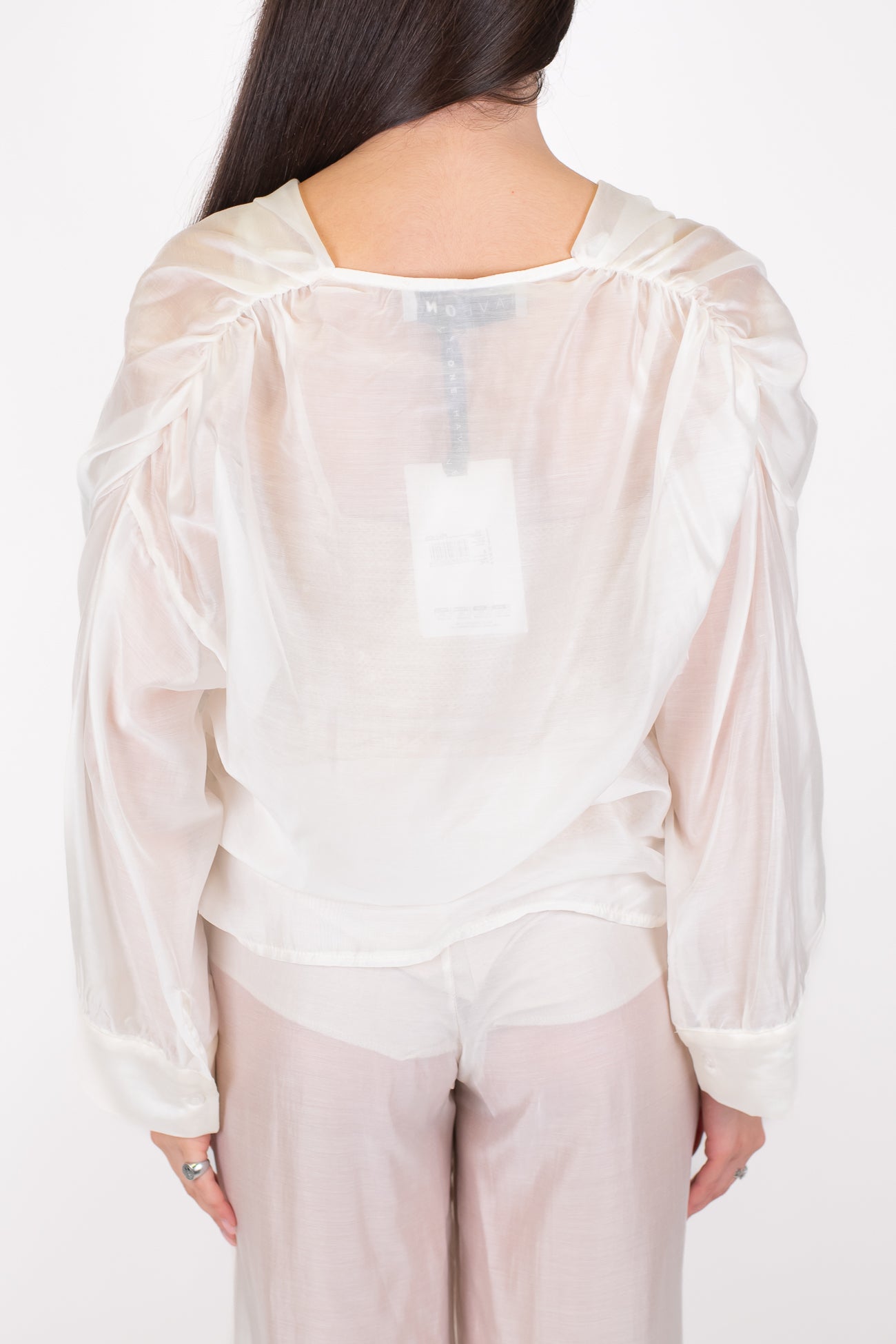 Haveone - Blusa drappeggiata in lyocell con top paillettes