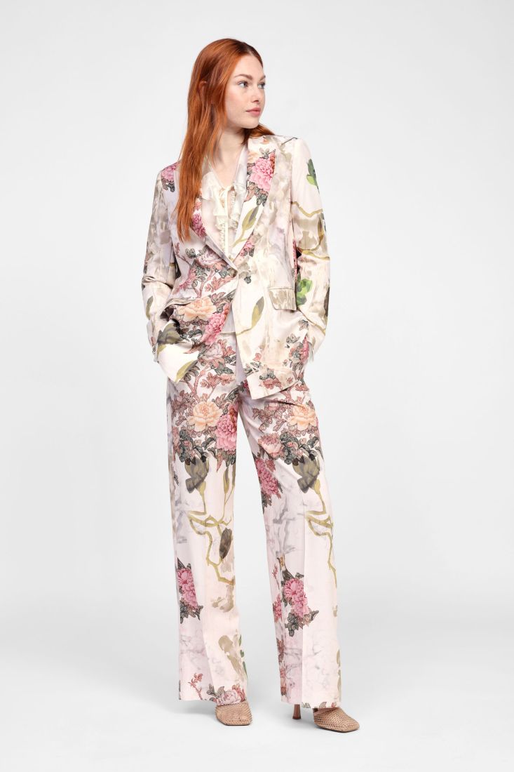 Dixie - Pantalone palazzo con elastico dietro in misto lino/viscosa