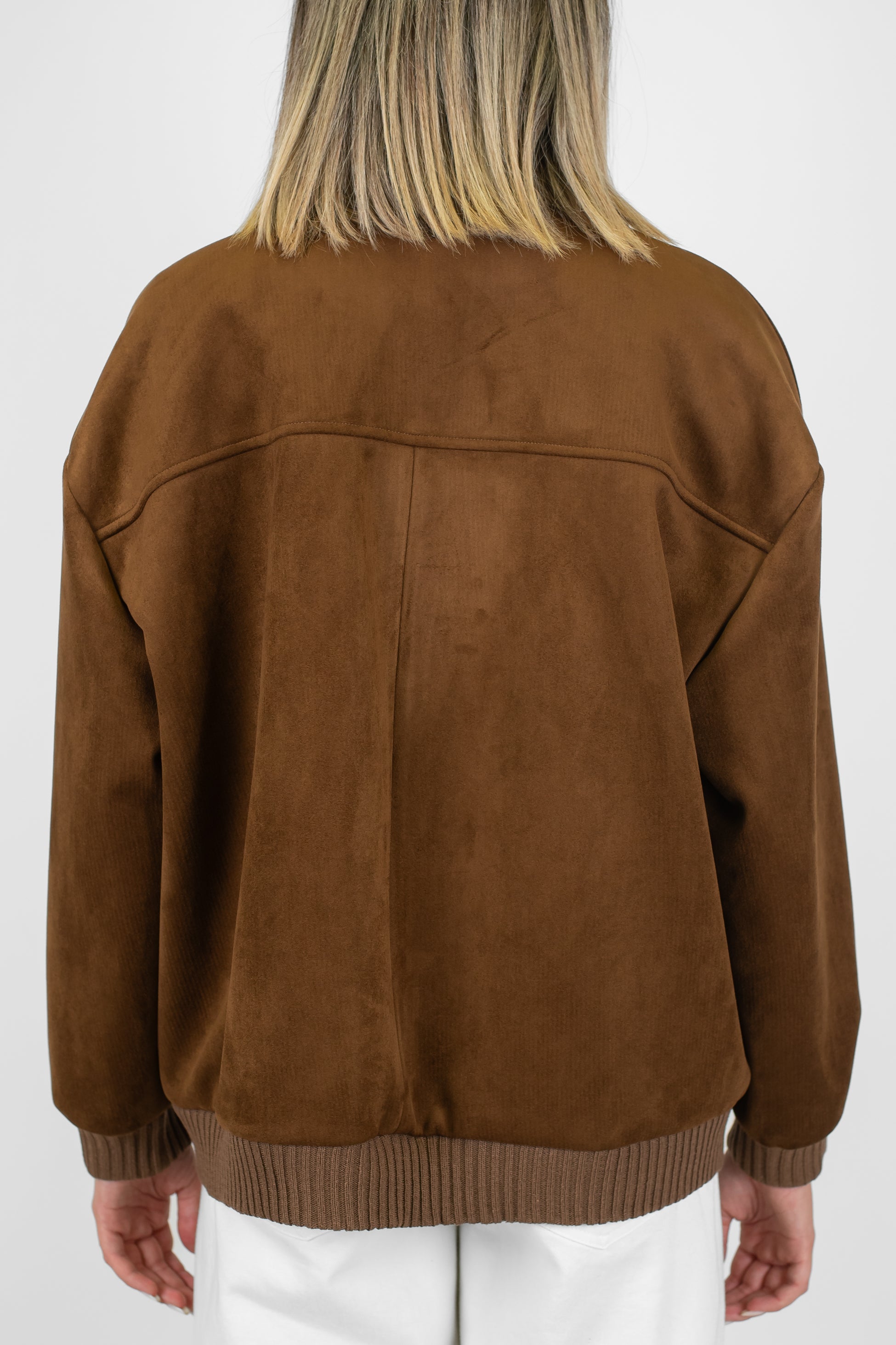 Dixie - Bomber in dainetto con colletto ed elastico sul fondo