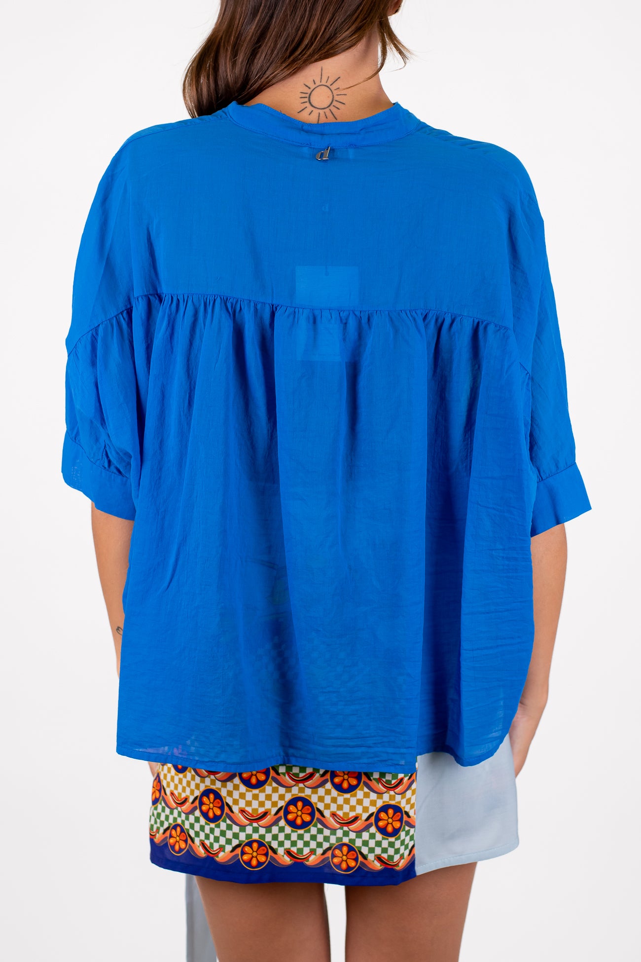 Dixie - Camicia collo alla coreana in mussola di cotone