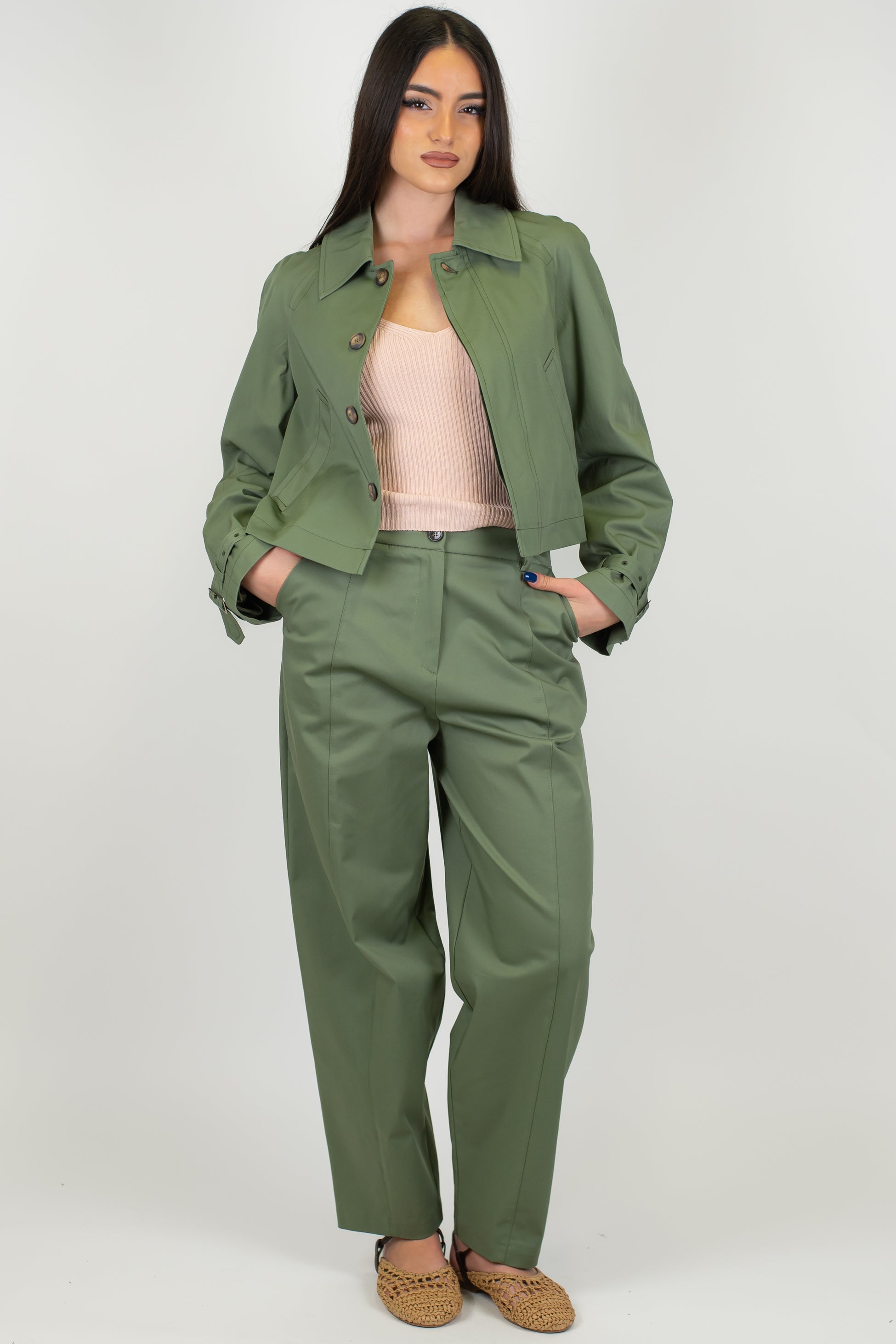 Tensione in - Pantalone carrot in cotone tinta unita