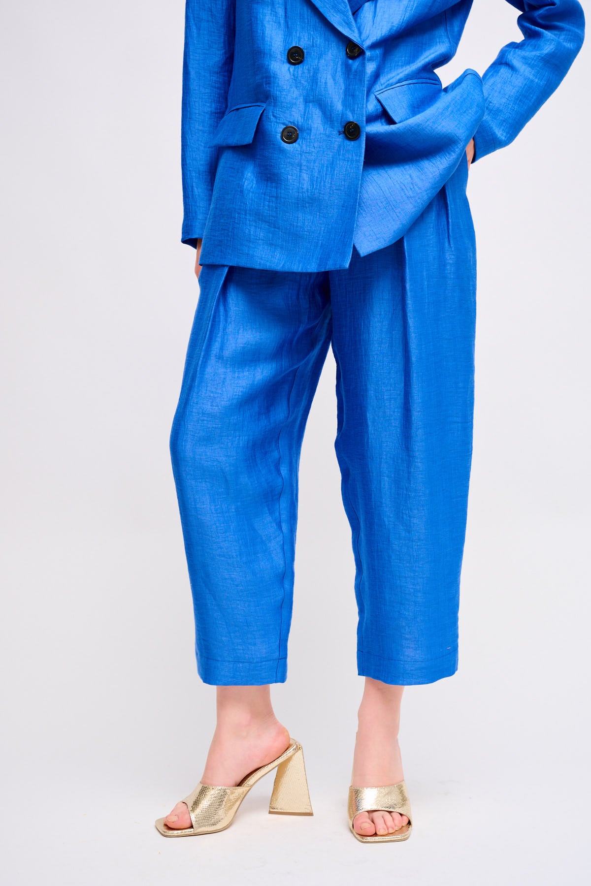 Maryley - Pantalone balloon con pinces in lino