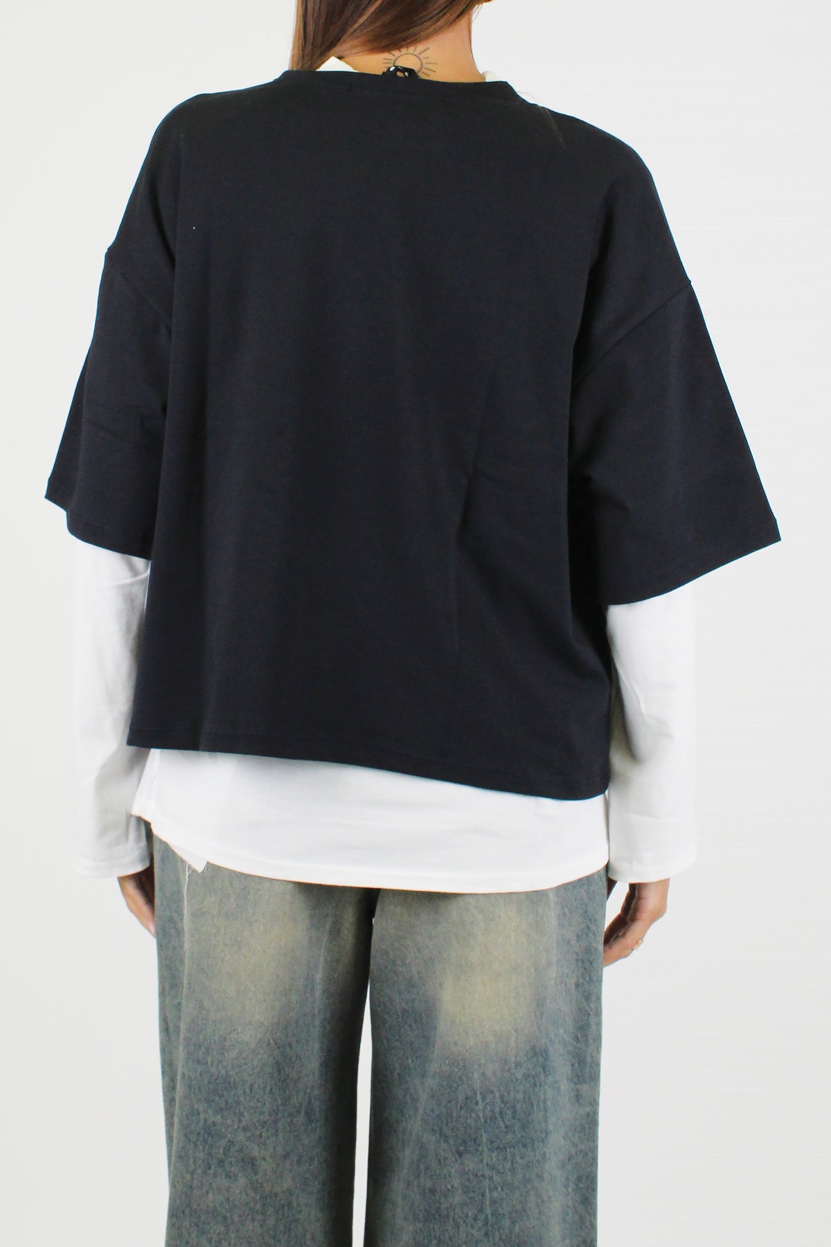 Haveone - Doppia shirt over manica lunga-manica corta a contrasto
