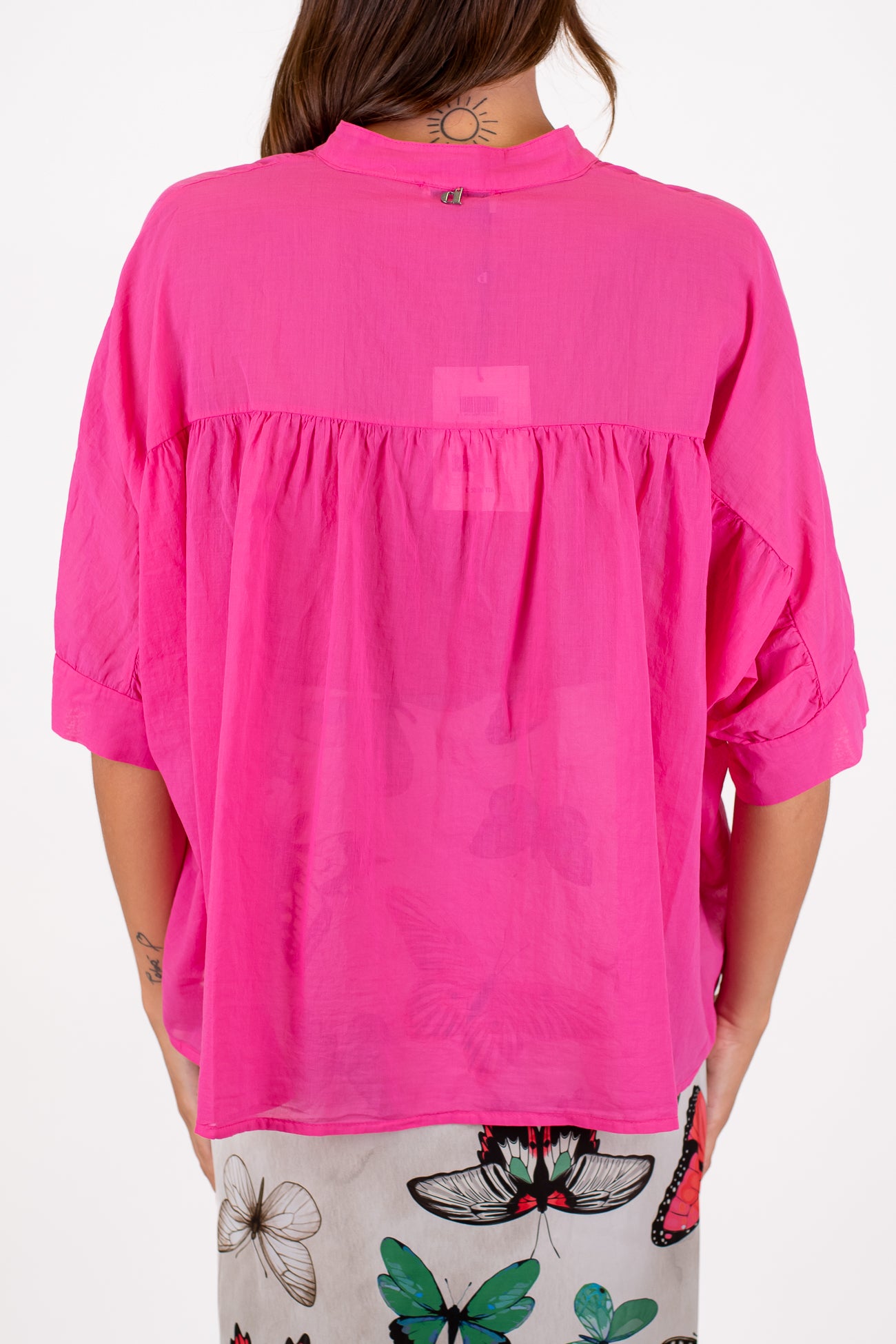Dixie - Camicia collo alla coreana in mussola di cotone