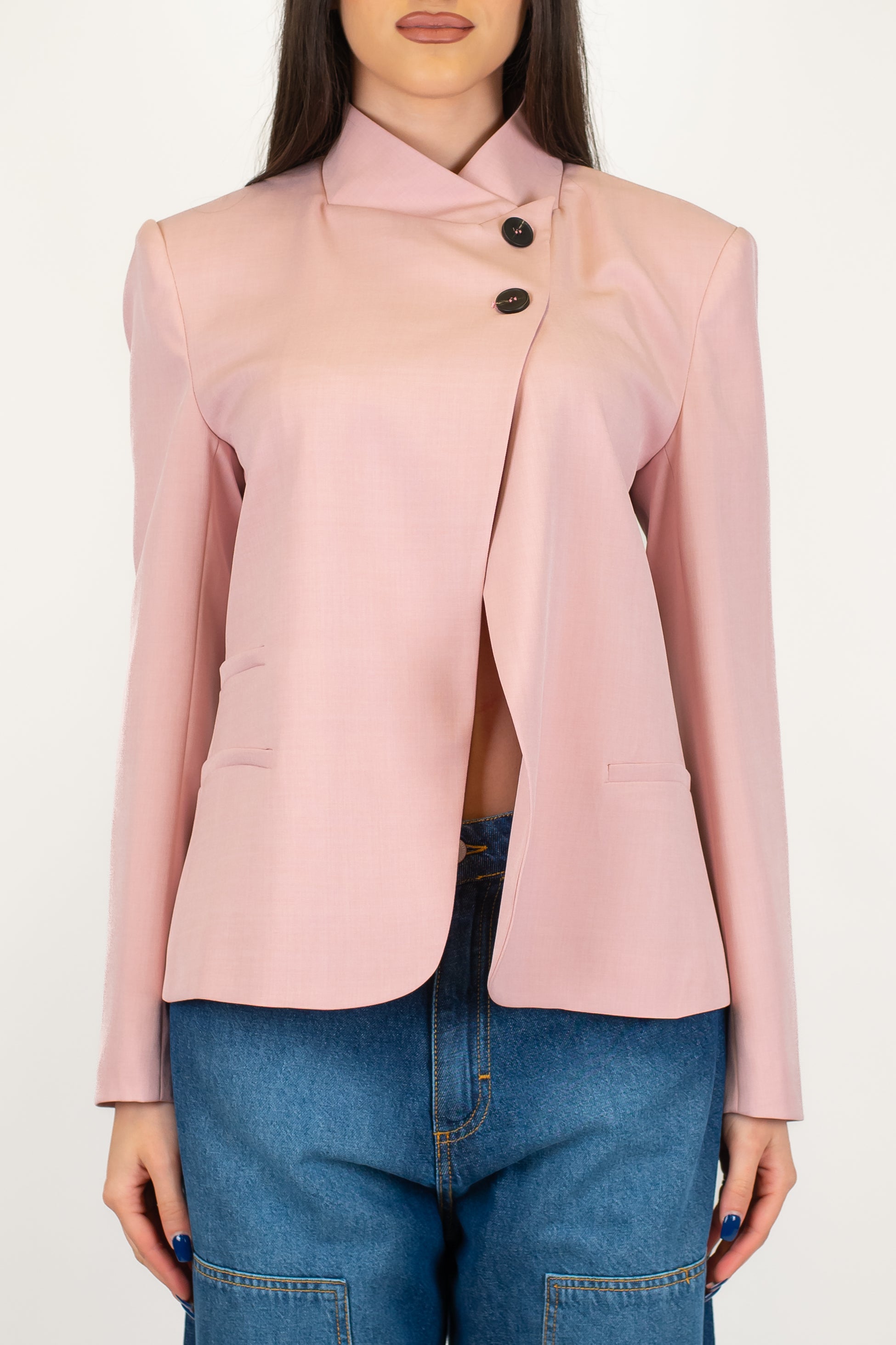 Haveone - Giacca coreana con chiusura superiore asimmetrica e spalline