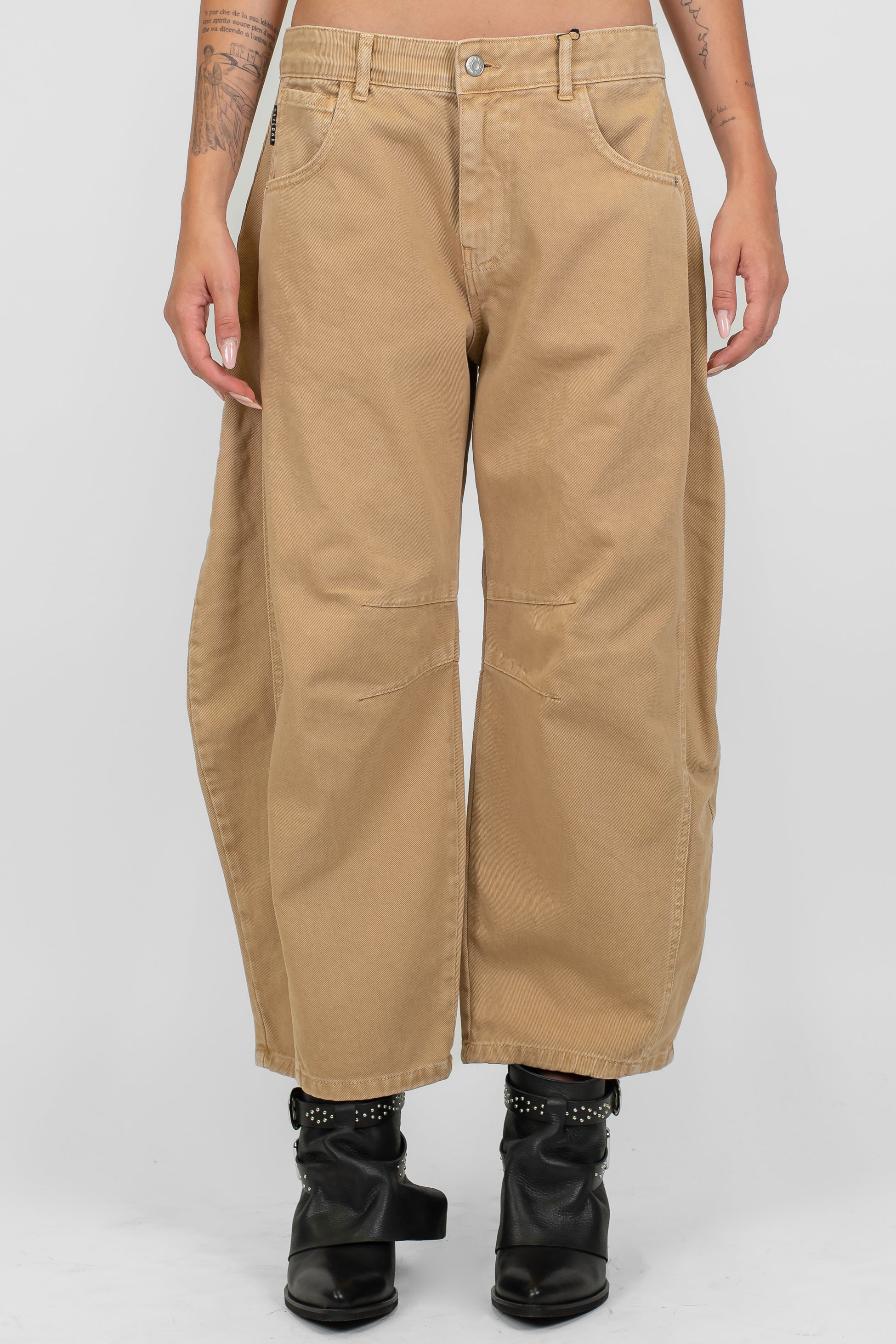 Haveone - Pantalone balloon in denim colorato